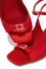 Evie Peep Toe Single Sole Heels - Red sold by Miss Lola