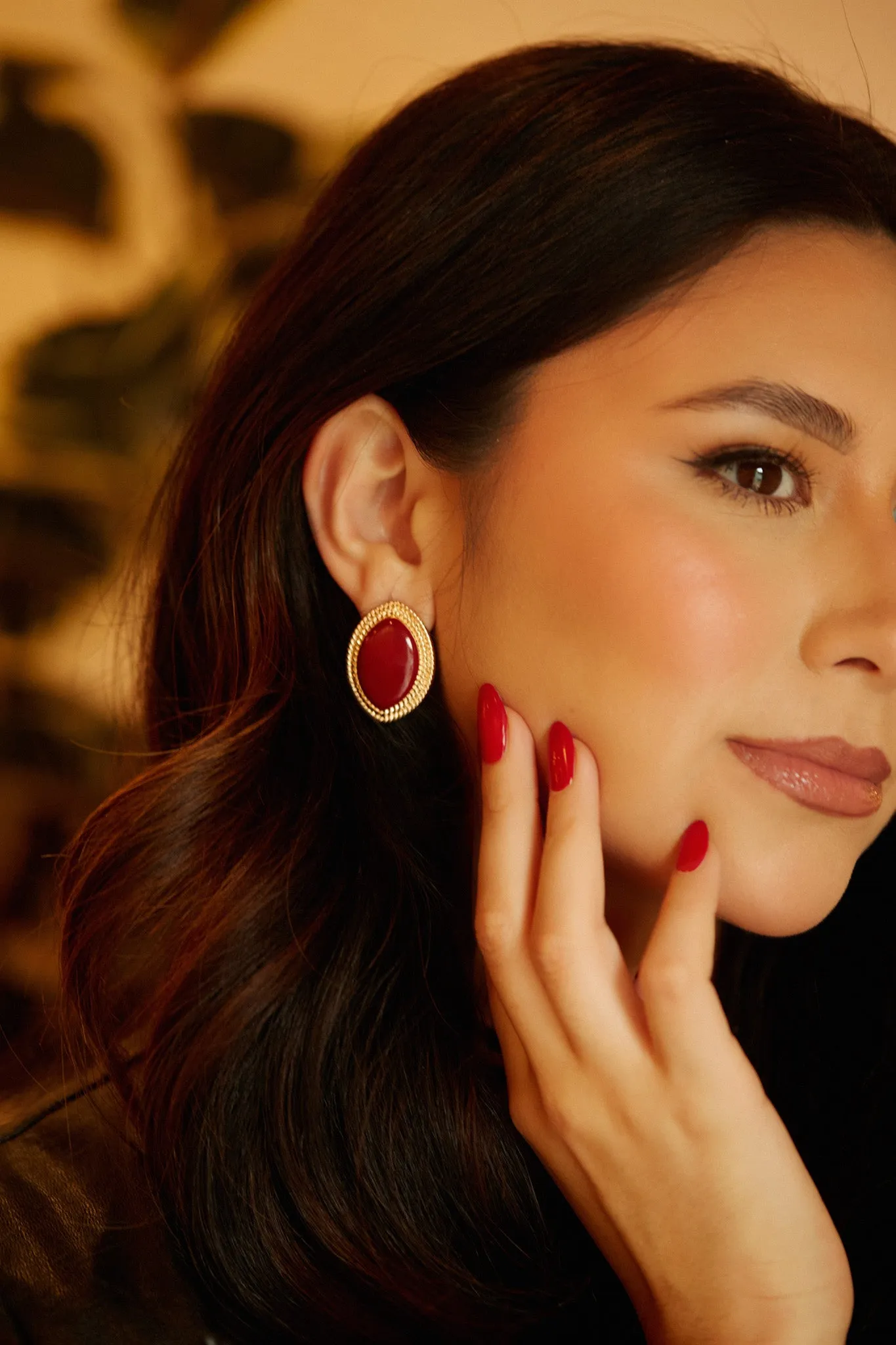 Cecelie Statement Earring - Red sold by Miss Lola