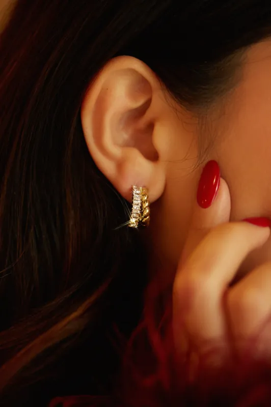Zeneya Embellished Hoop Earring - Gold sold by Miss Lola
