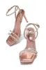 Miliana Embellished Ankle Strap Heels - Rose Gold sold by Miss Lola