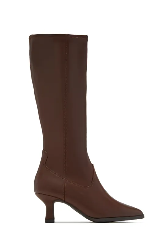 Roxy Kitten Heel Boots - Brown sold by Miss Lola