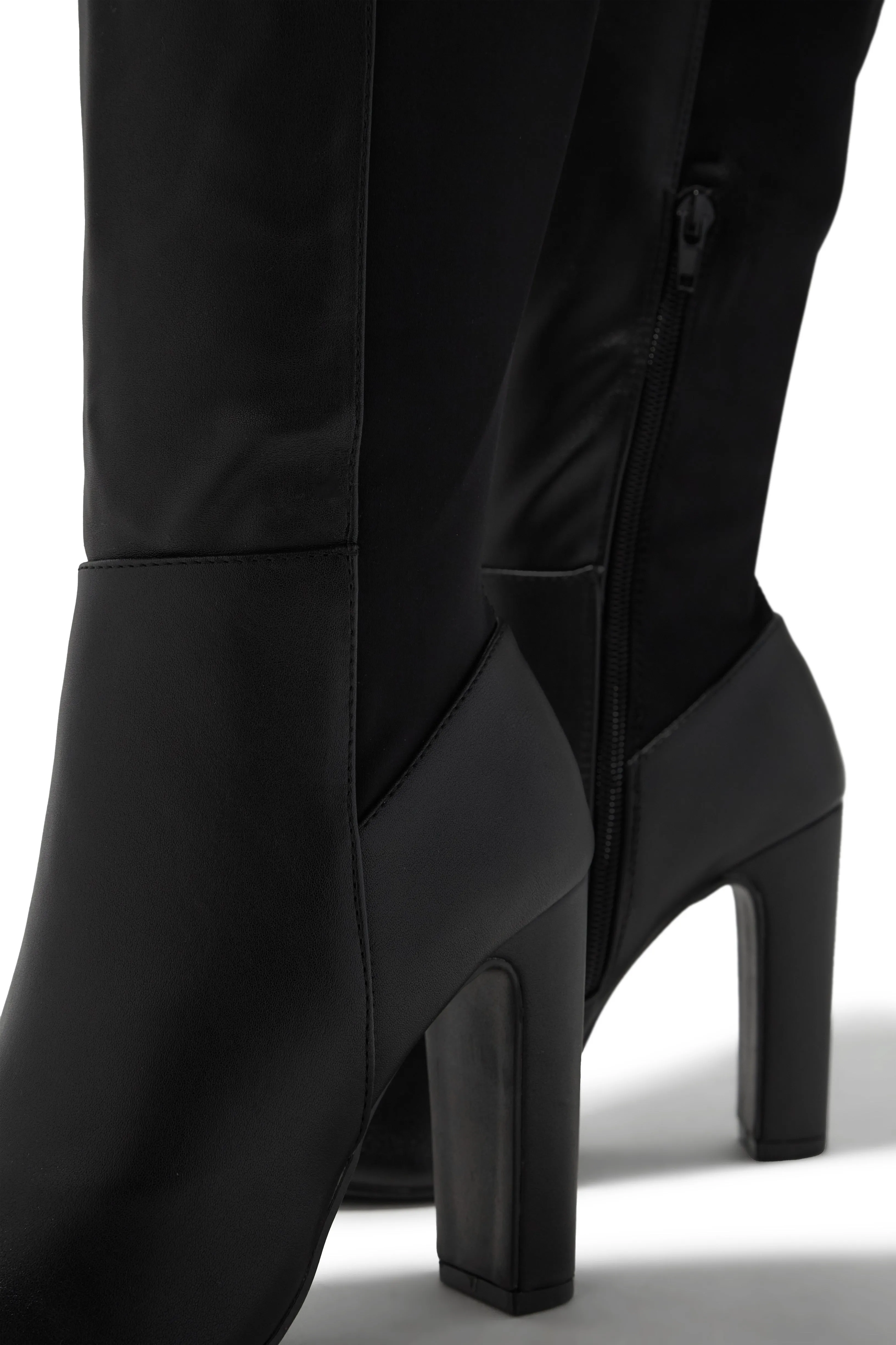 Kayla Block Heel Boots - Black PU sold by Miss Lola product image thumbnail 5
