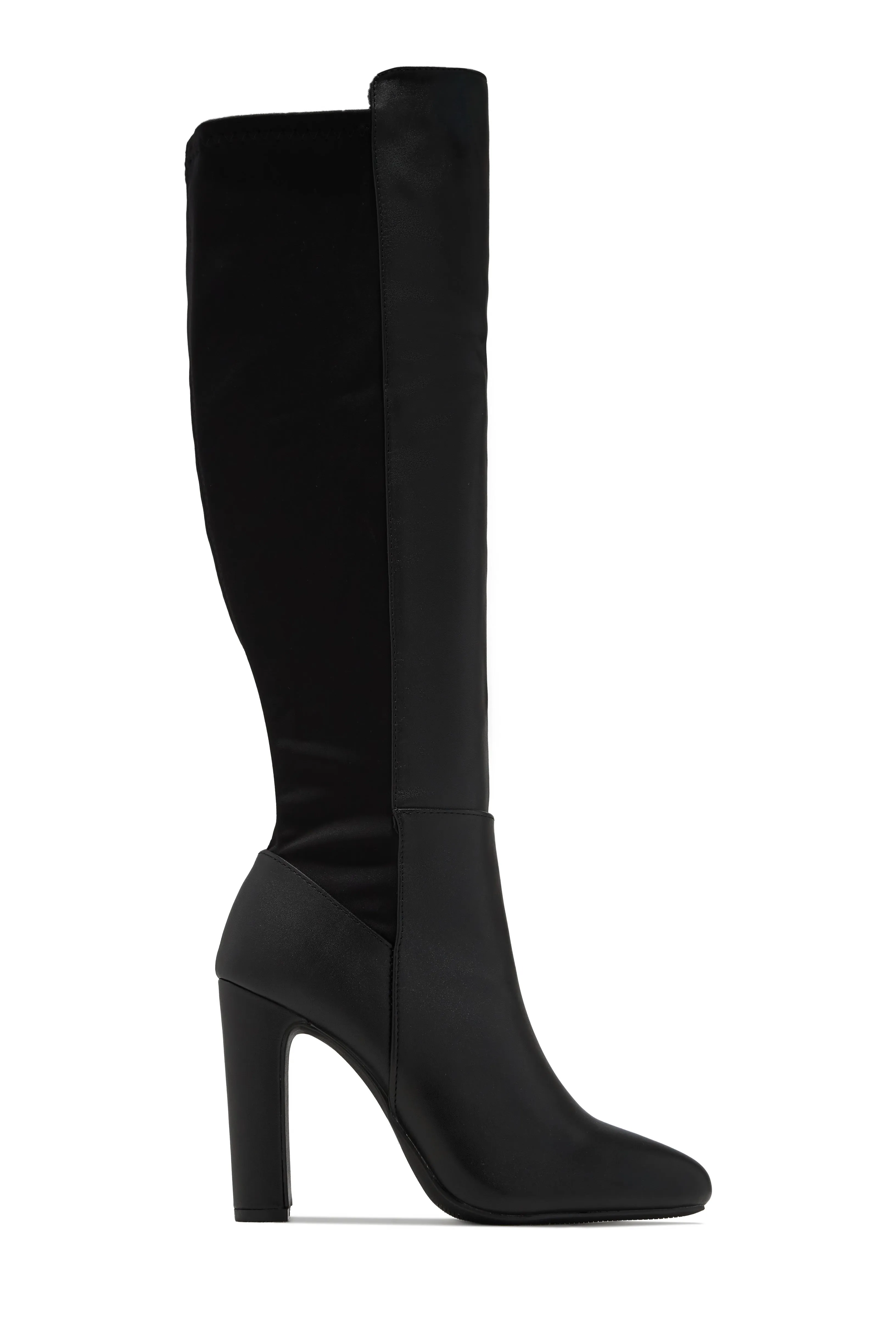 Kayla Block Heel Boots - Black PU sold by Miss Lola