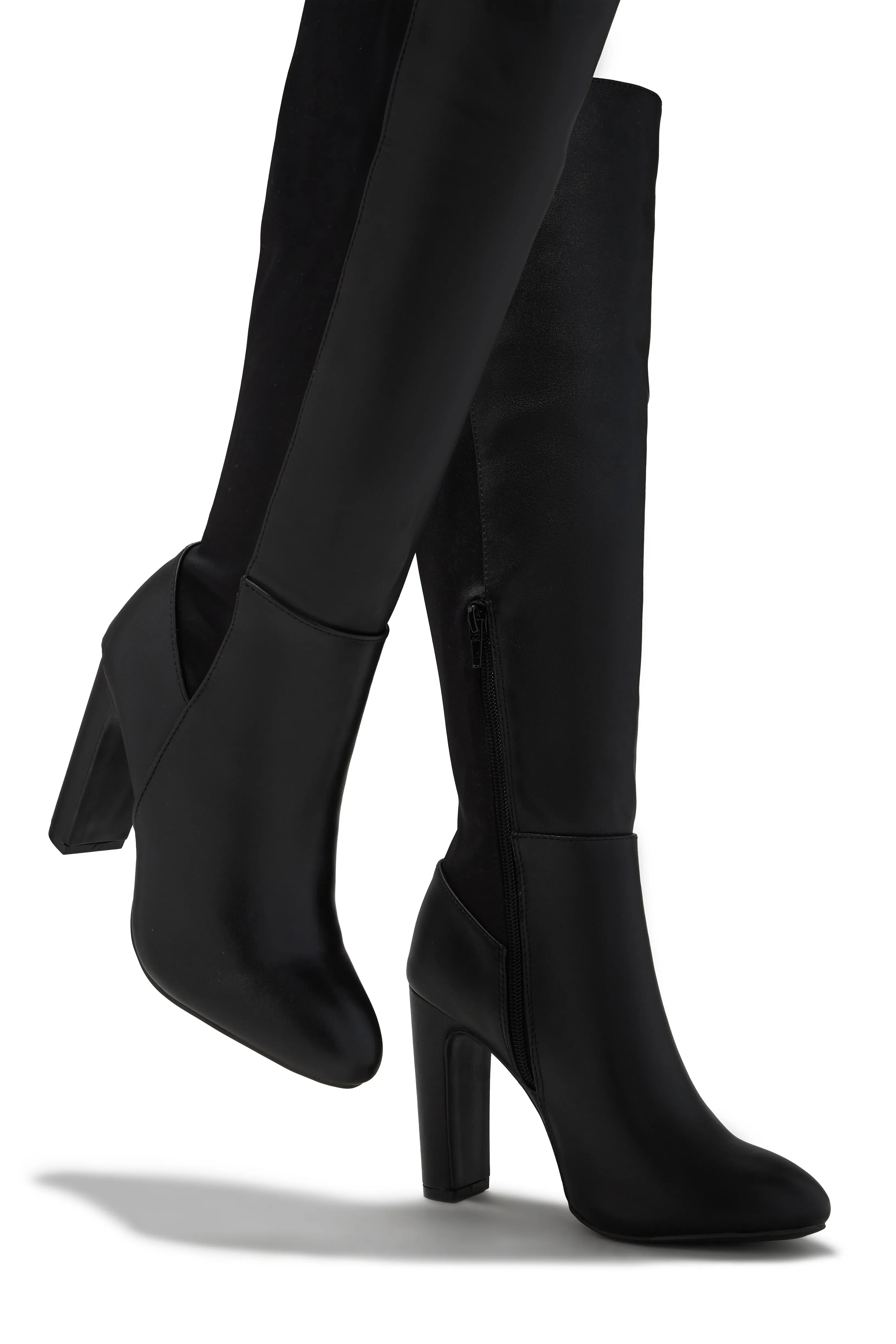 Kayla Block Heel Boots - Black PU sold by Miss Lola product image thumbnail 3