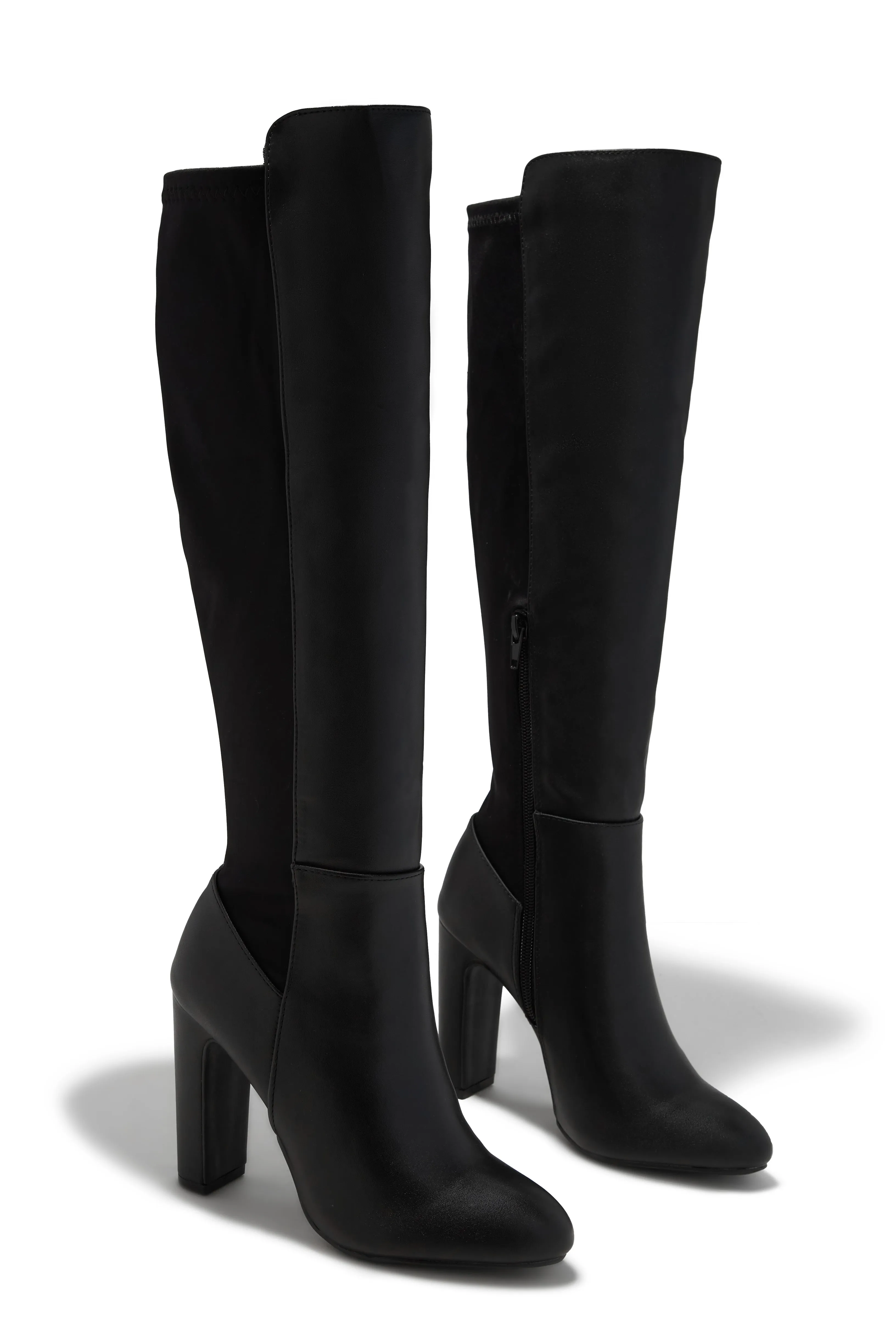 Kayla Block Heel Boots - Black PU sold by Miss Lola product image thumbnail 2