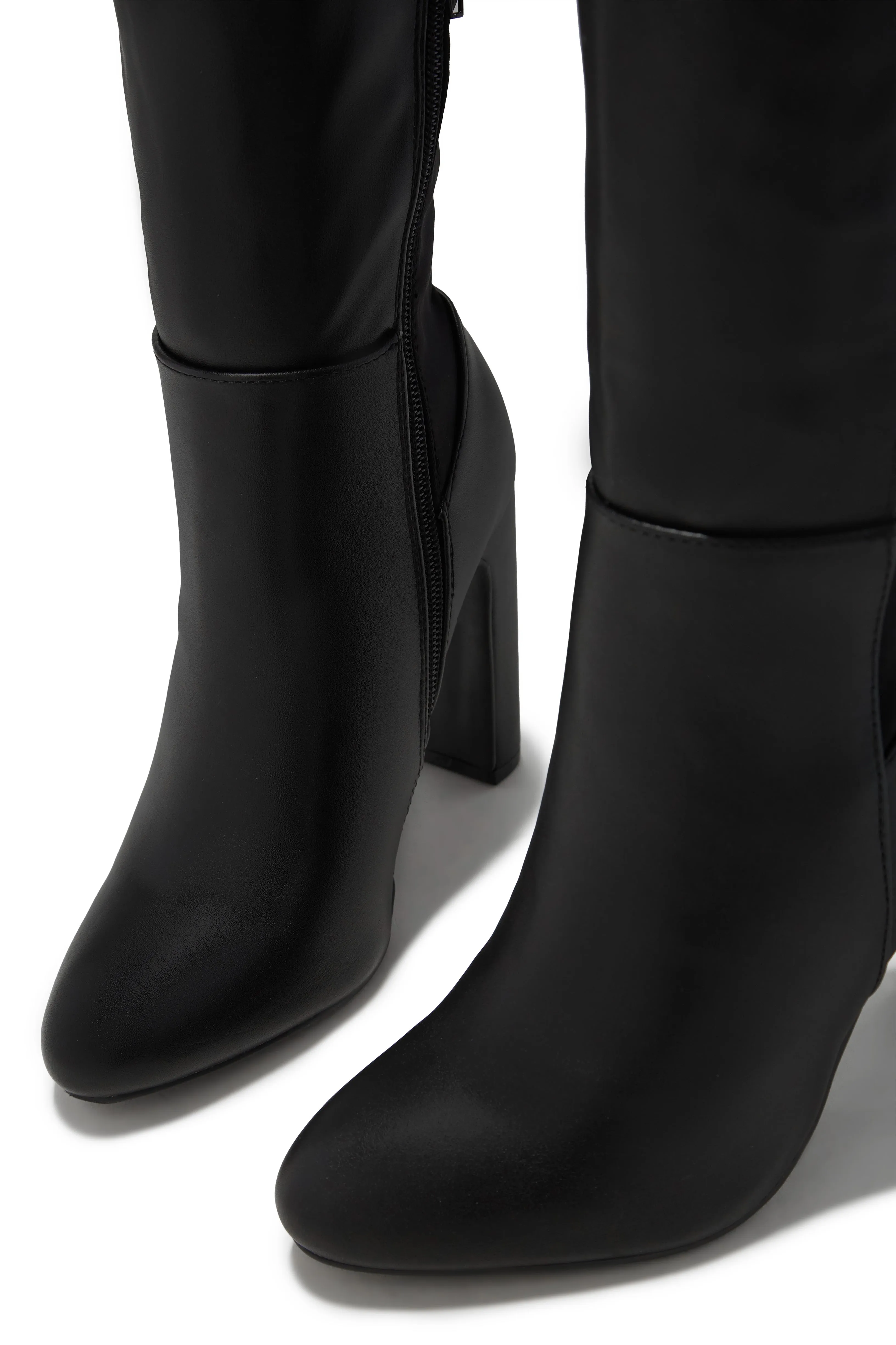 Kayla Block Heel Boots - Black PU sold by Miss Lola product image thumbnail 4