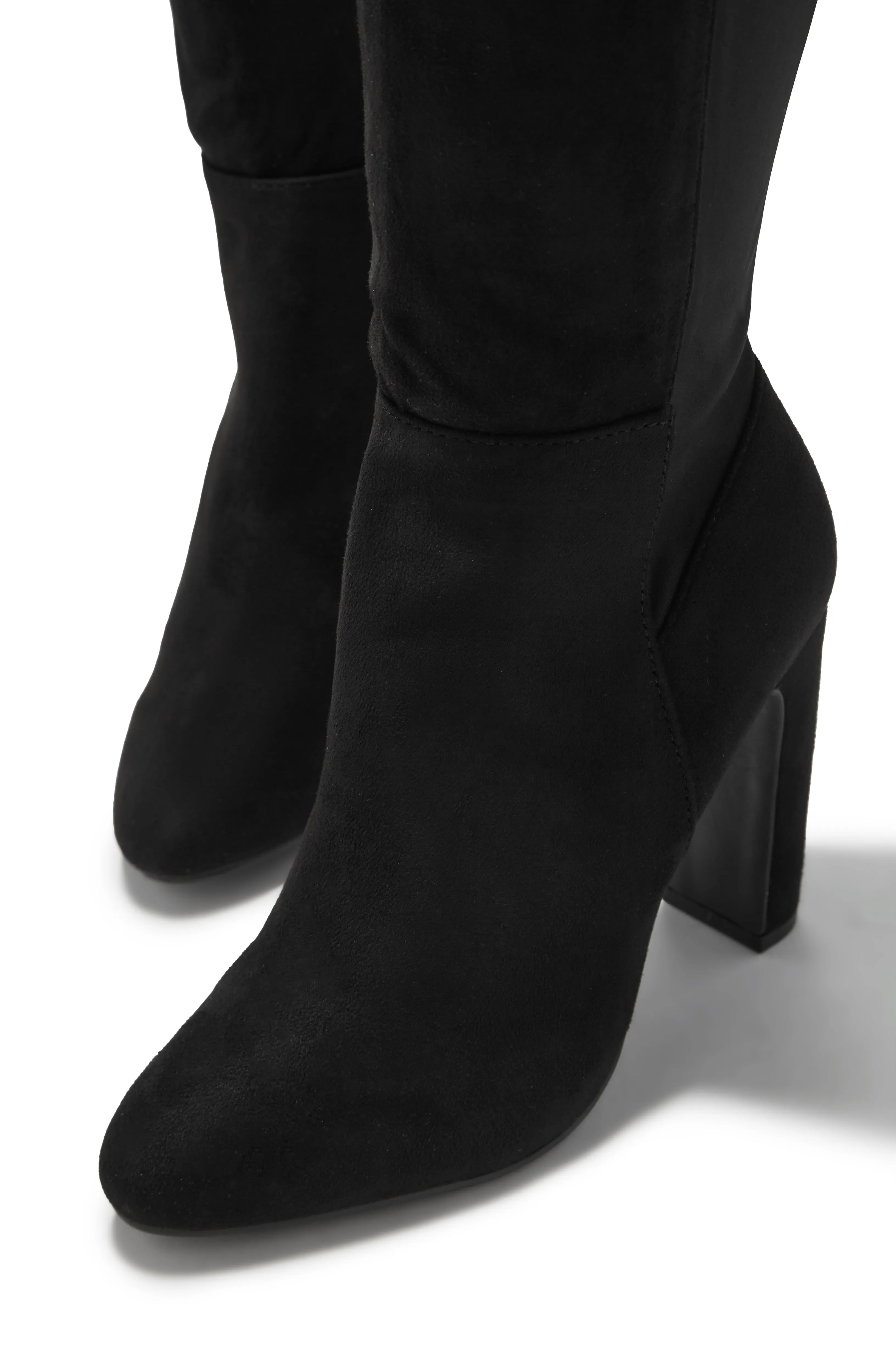 Kayla Block Heel Boots - Black Suede sold by Miss Lola product image thumbnail 4