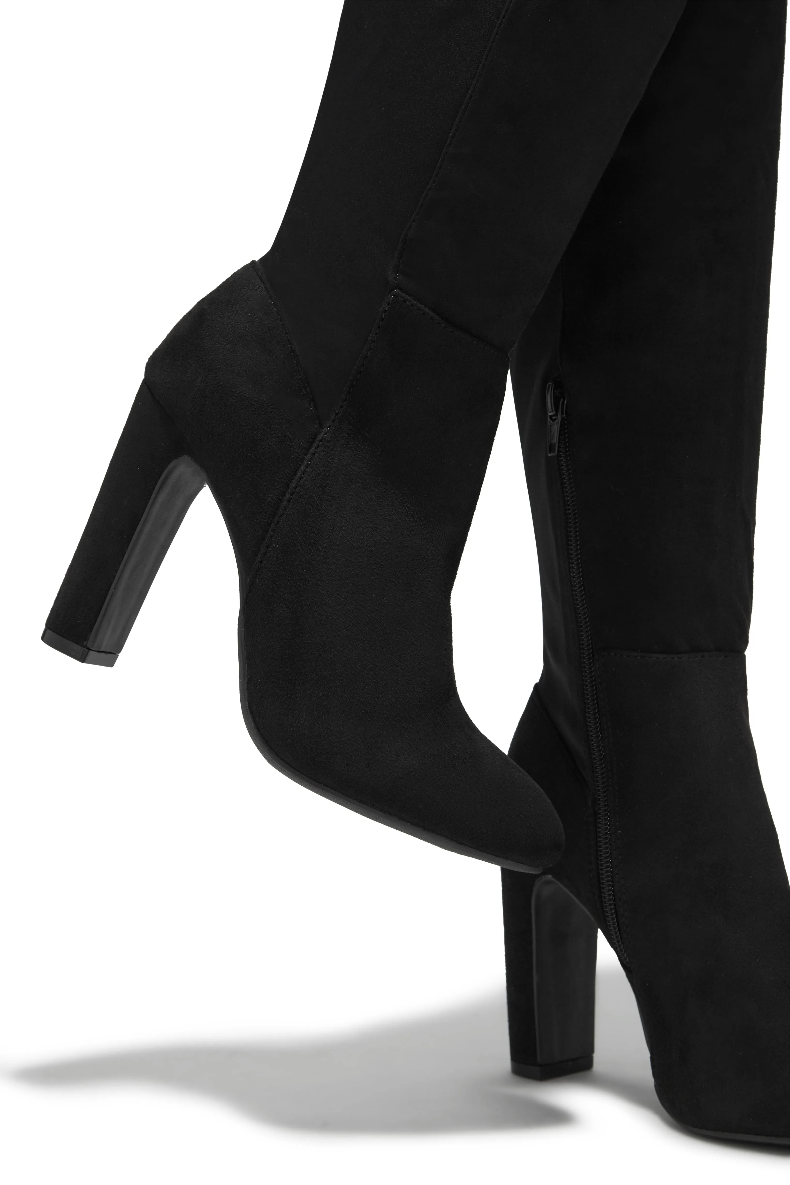Kayla Block Heel Boots - Black Suede sold by Miss Lola product image thumbnail 3