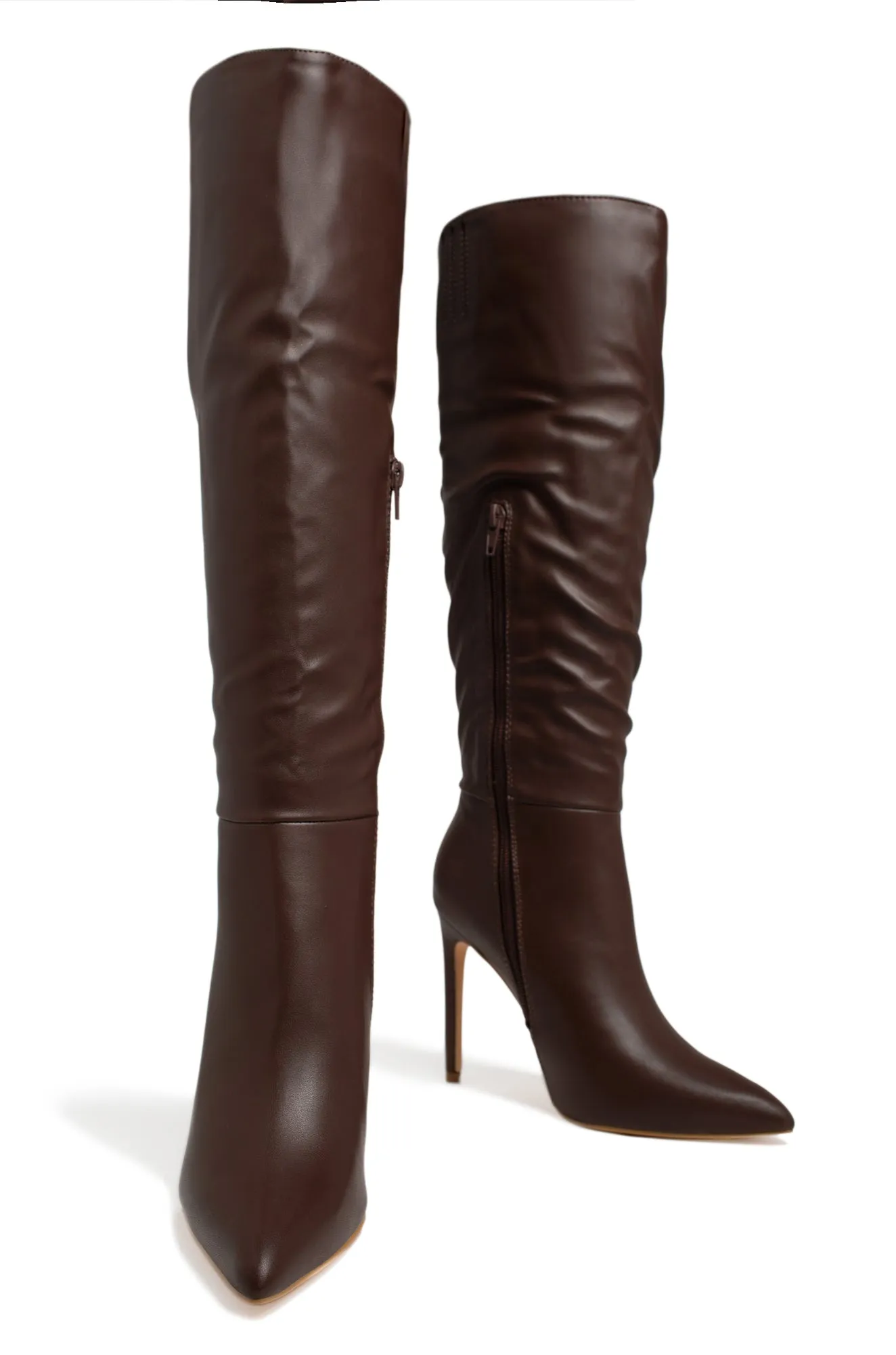 Tyrah Up To The Knee Heel Boots - Mocha sold by Miss Lola product image thumbnail 4