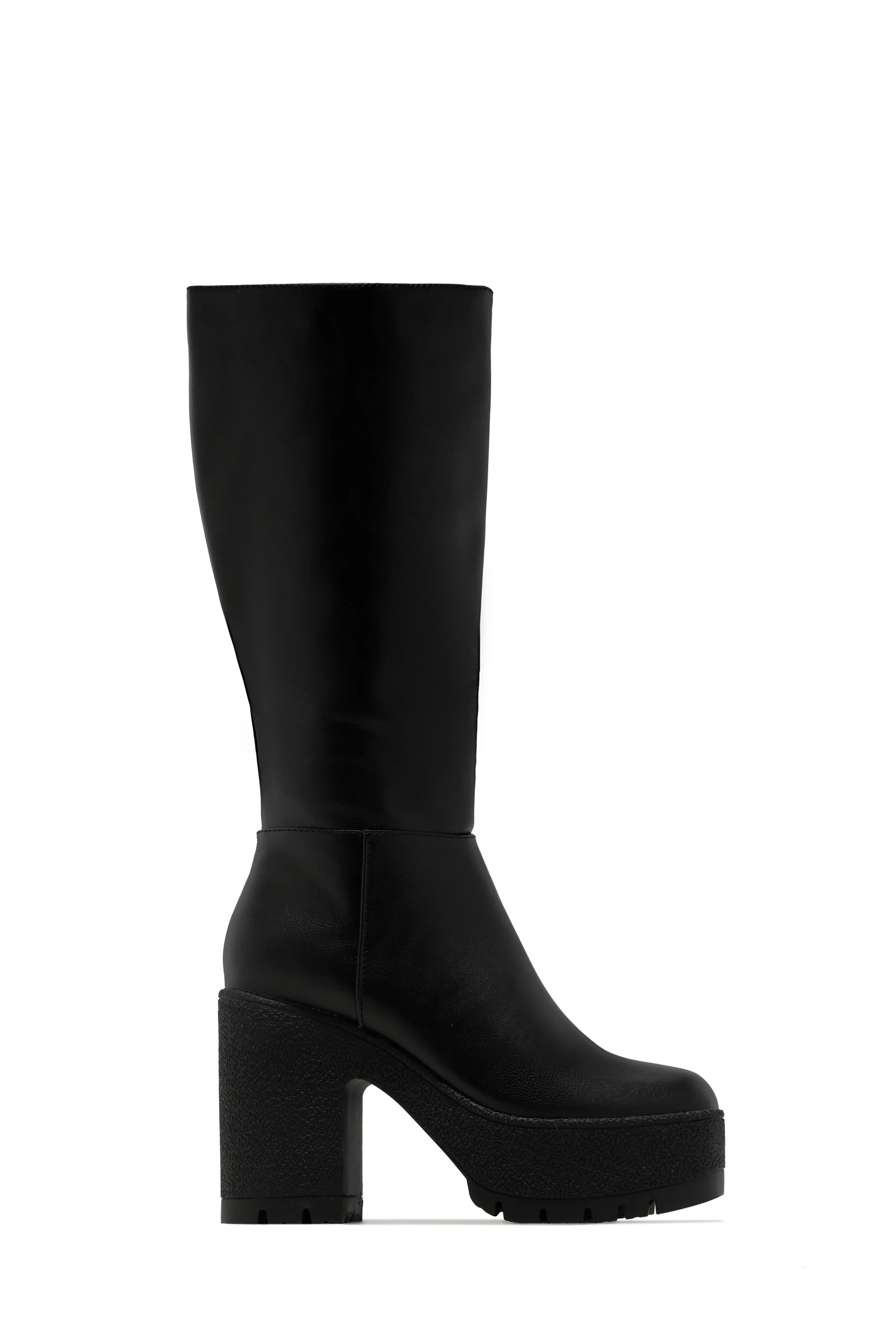 Maddie Block Heel Platform Knee High Boots - Black sold by Miss Lola product image thumbnail 2