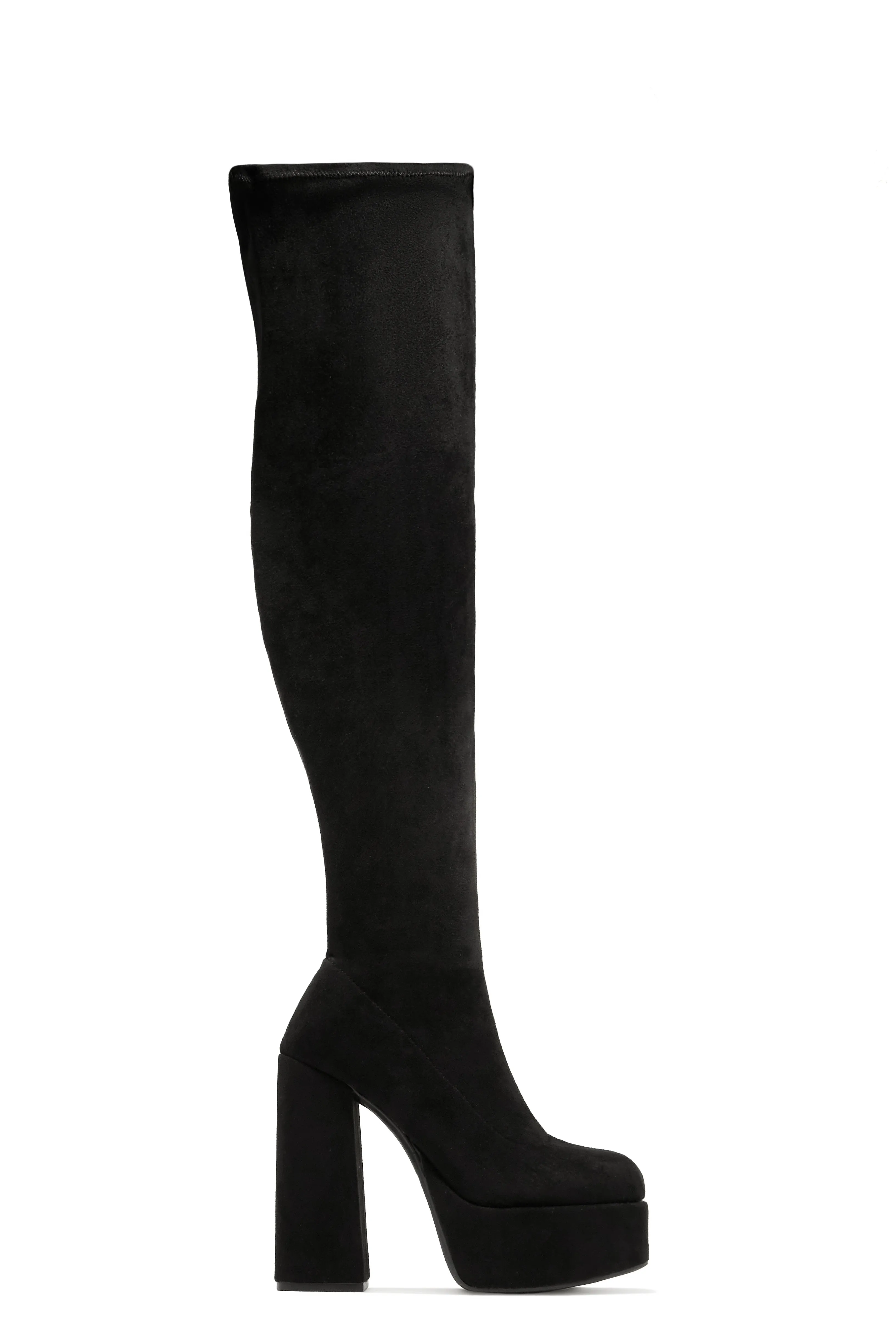 Lachelle Block Heel Platform Over The Knee Boots - Black sold by Miss Lola product image thumbnail 2