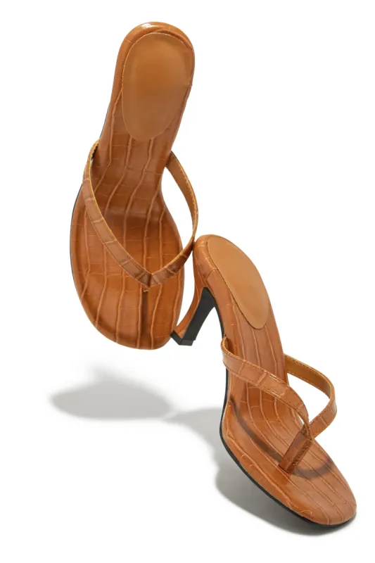Tania Single Sole Mule Heels - Brown Croc sold by Miss Lola