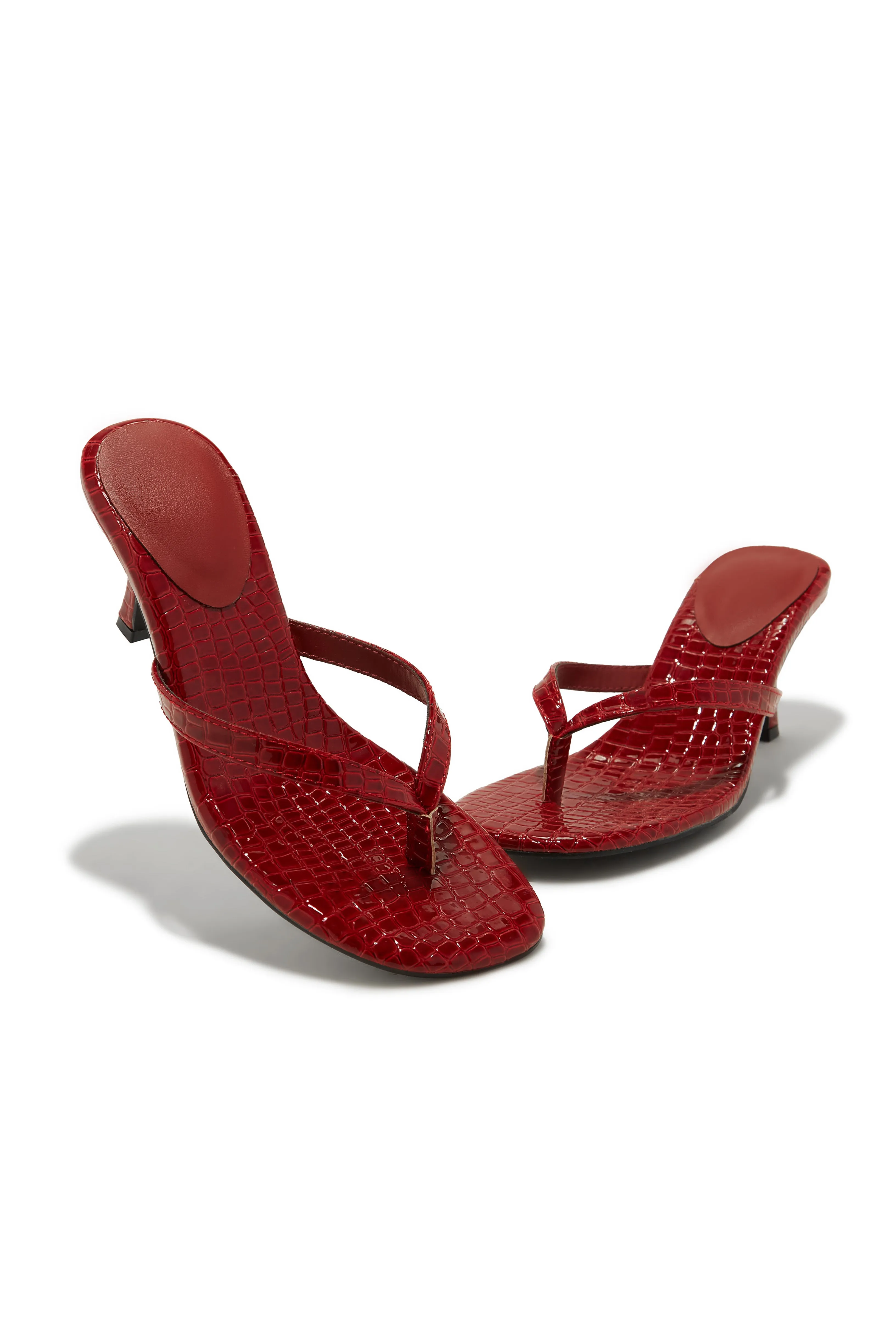 Tania Single Sole Mule Heels - Red Croc sold by Miss Lola