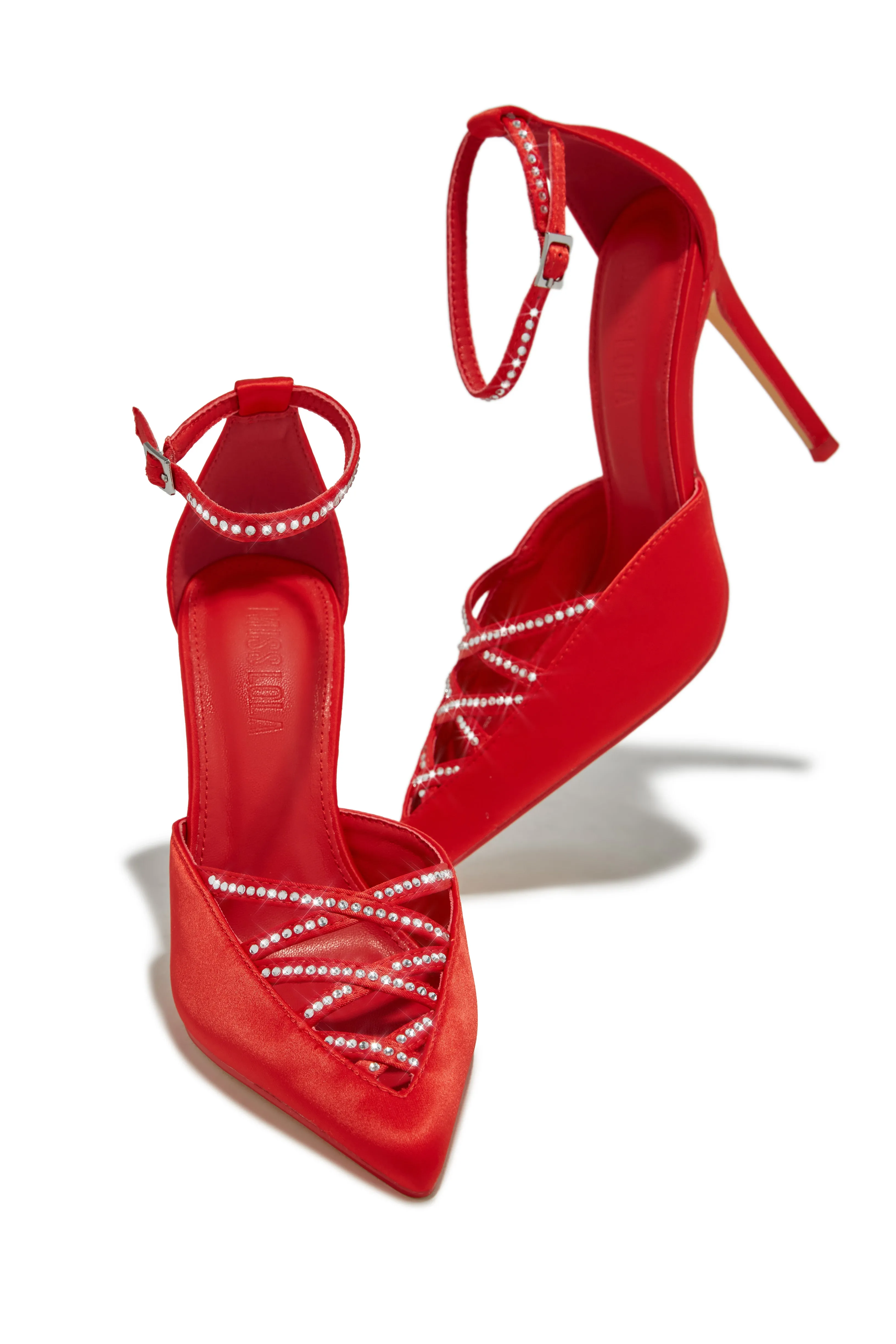 Tanalee Embellished High Heel Pumps - Red sold by Miss Lola product image thumbnail 4