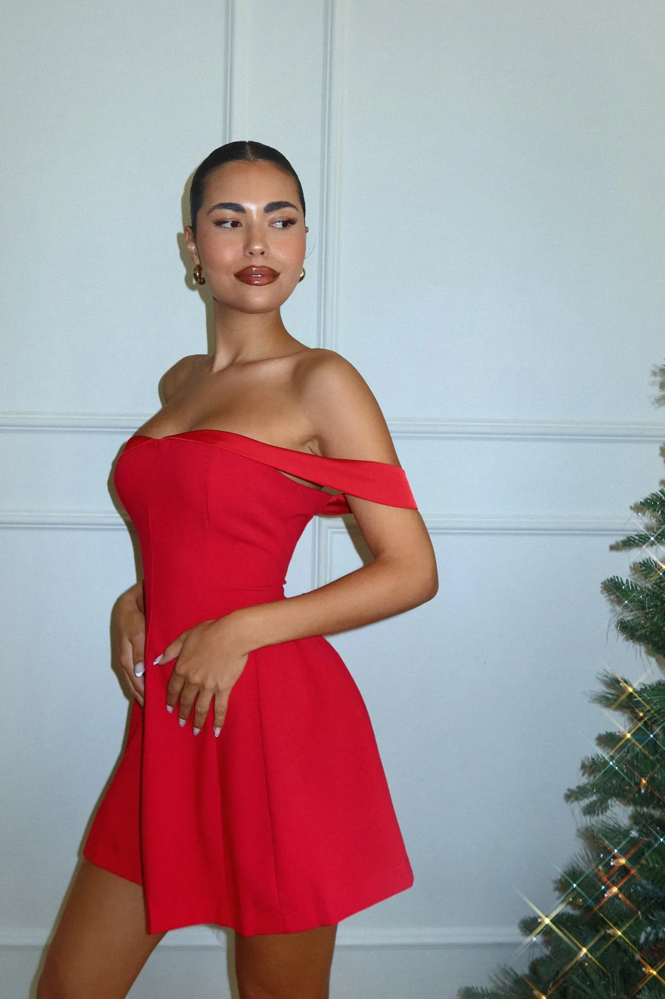 Allona Off The Shoulder Mini Dress - Red sold by Miss Lola product image thumbnail 5