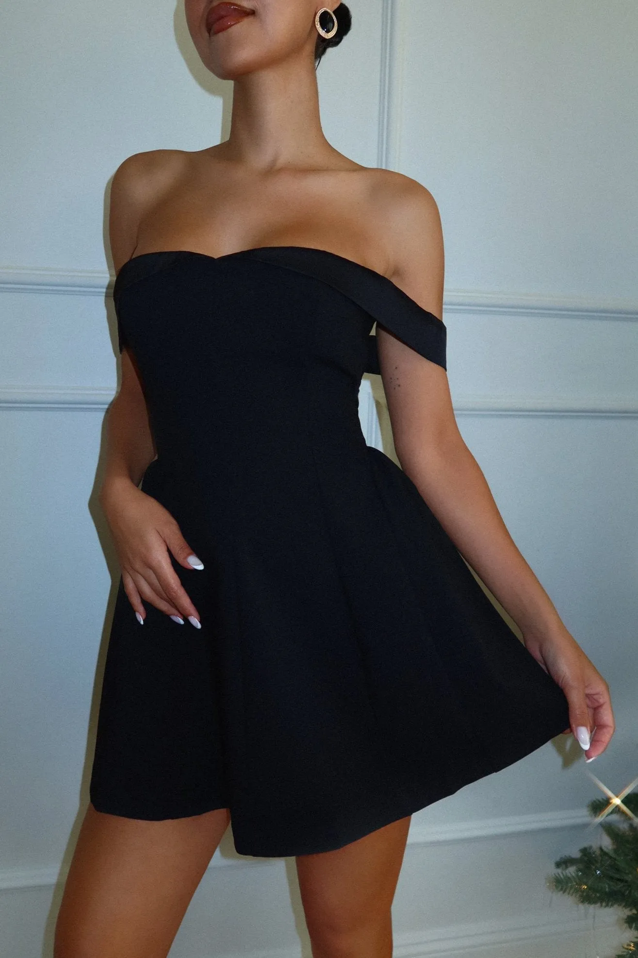 Allona Off The Shoulder Mini Dress - Black sold by Miss Lola