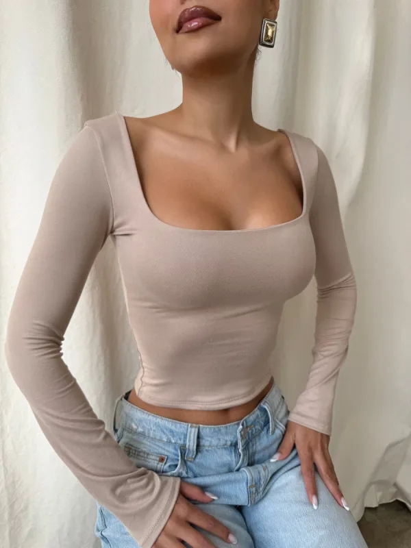 Maybelle Long Sleeve Top - Nude sold by Miss Lola