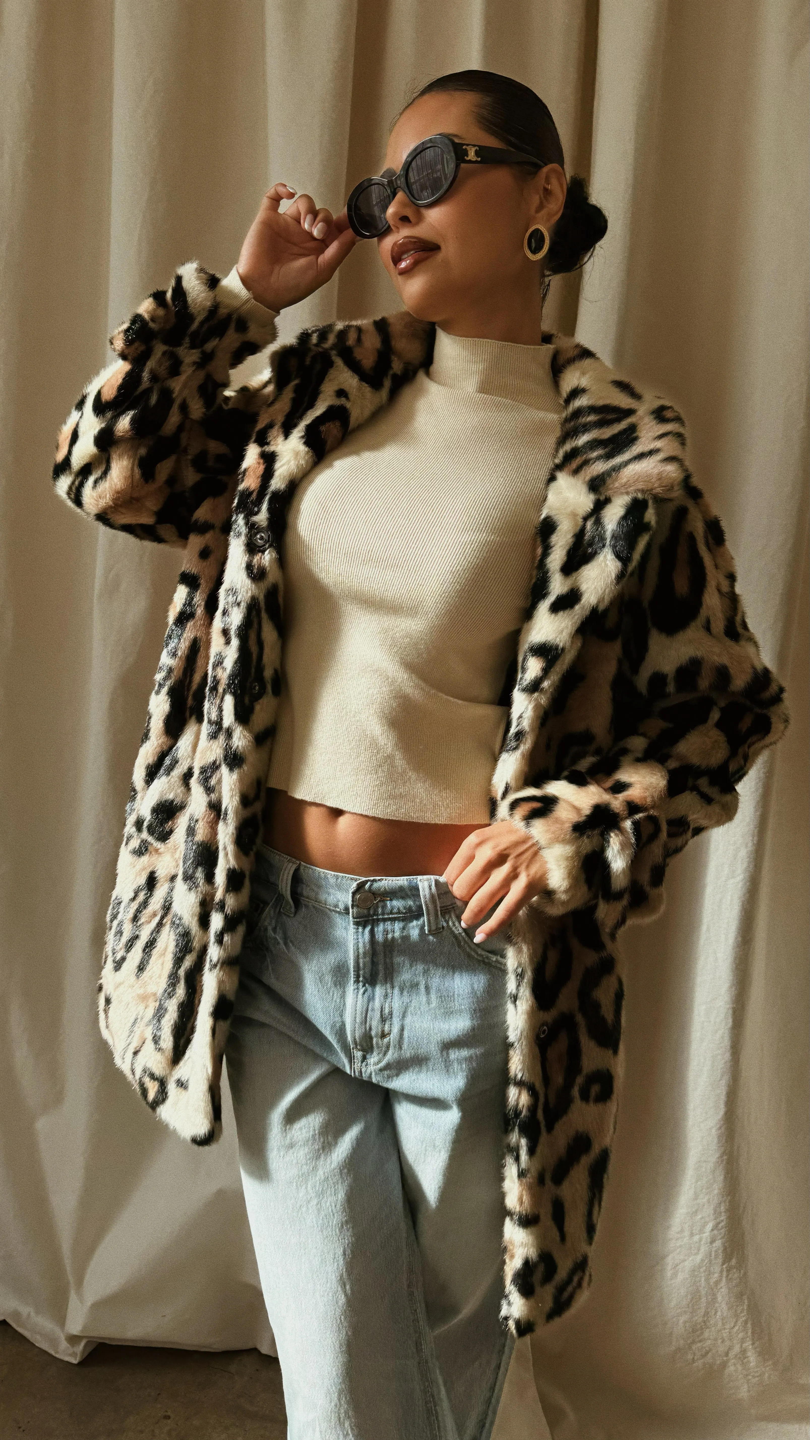 Drita Faux Fur Coat - Leopard sold by Miss Lola product image thumbnail 5