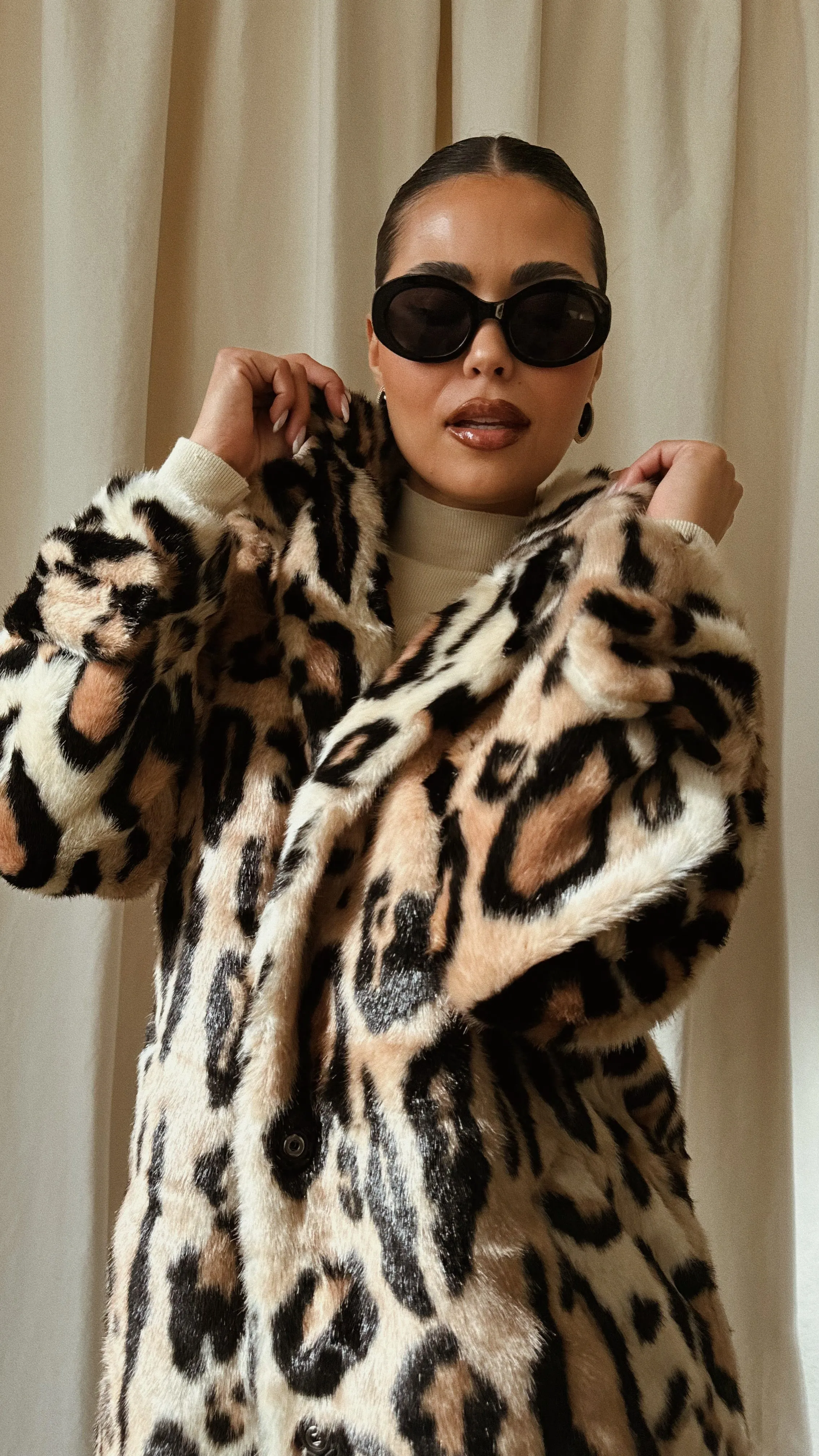 Drita Faux Fur Coat - Leopard sold by Miss Lola product image thumbnail 3