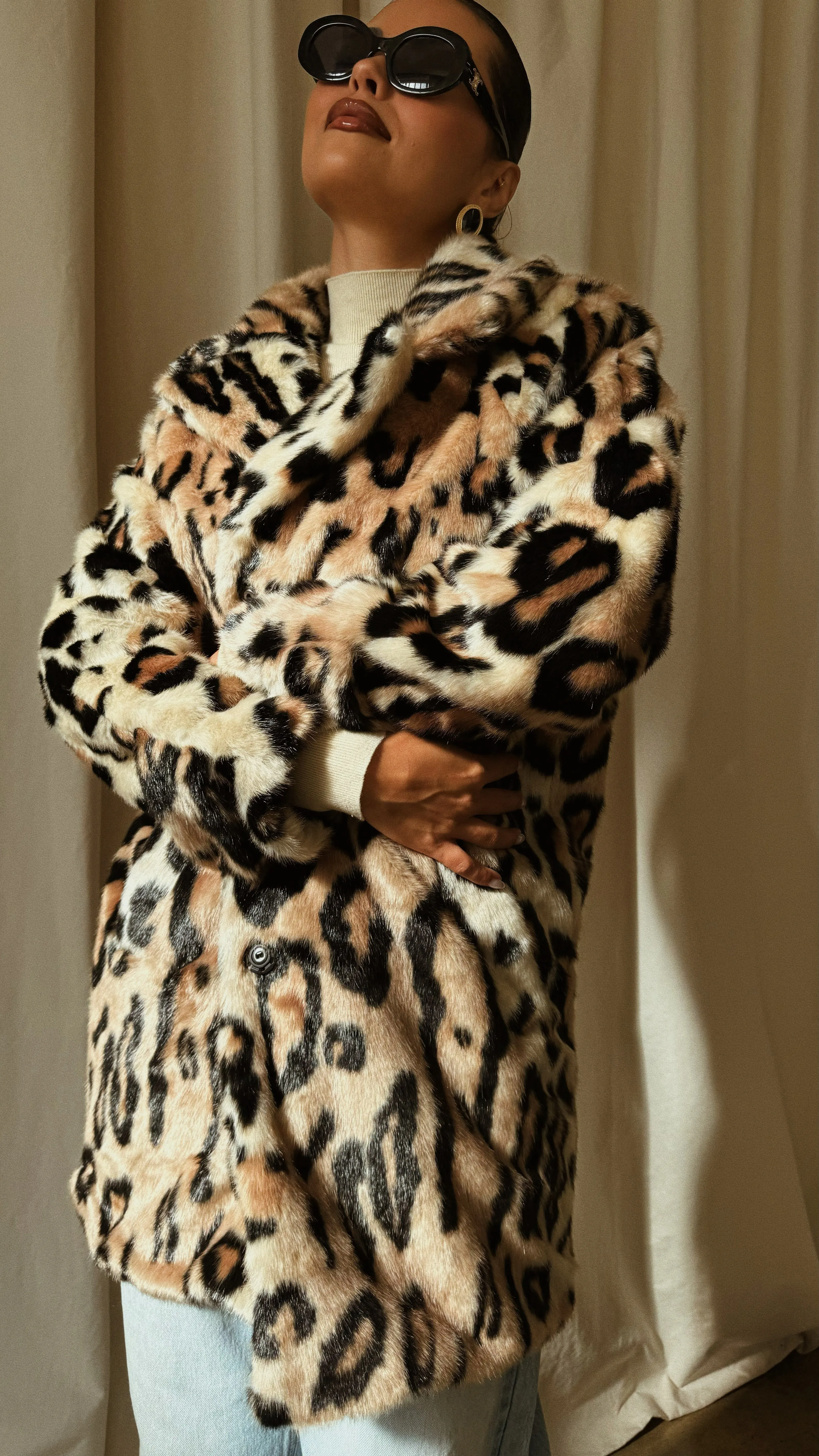 Drita Faux Fur Coat - Leopard sold by Miss Lola product image thumbnail 4