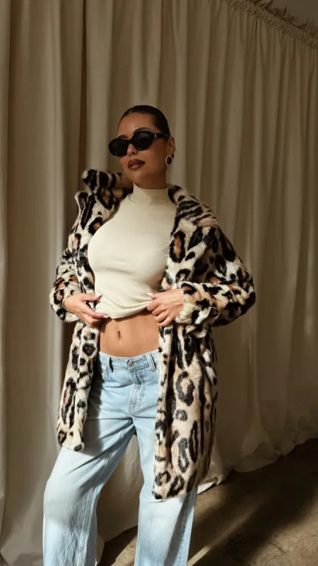Drita Faux Fur Coat - Leopard sold by Miss Lola