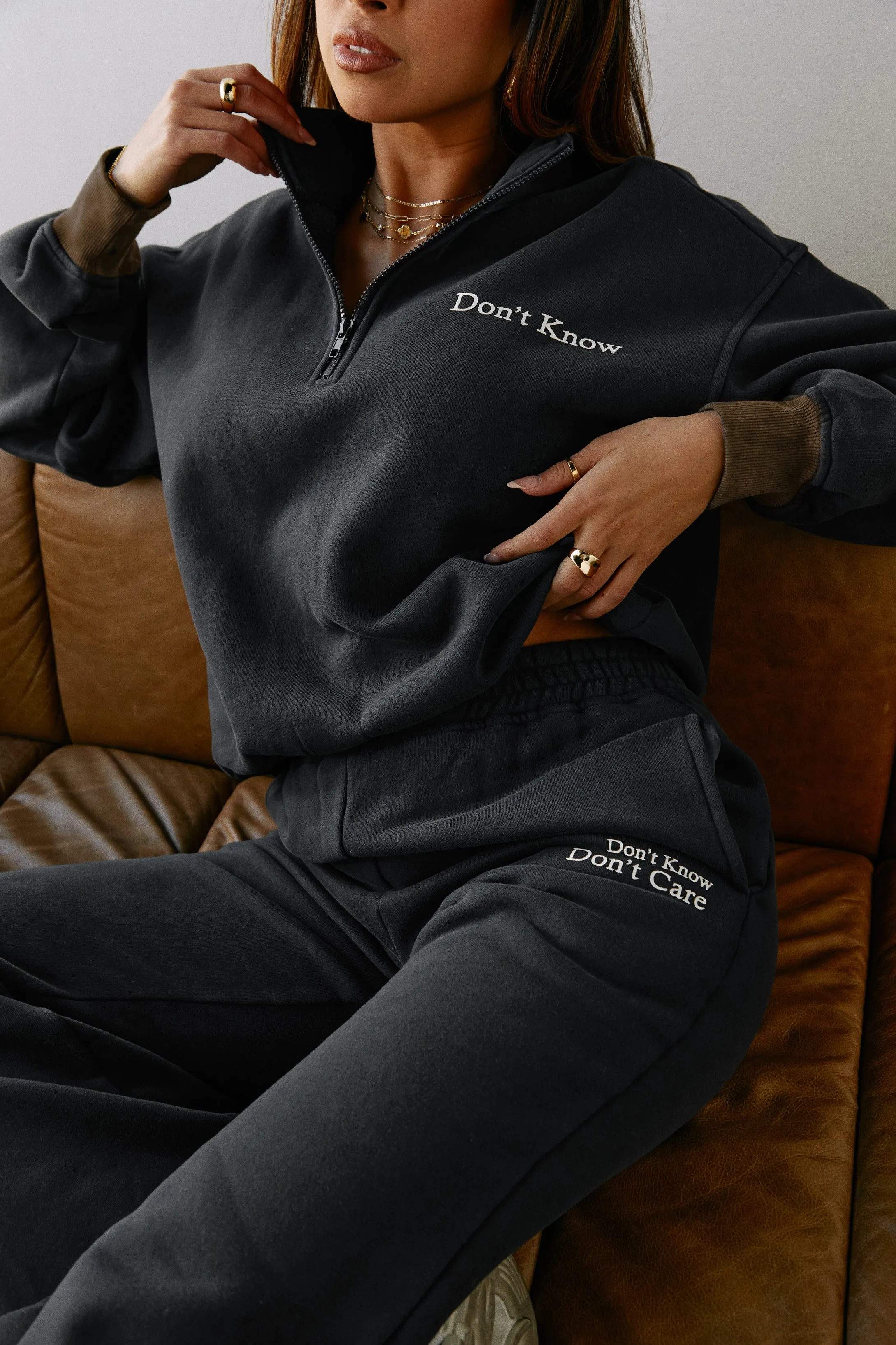 Don't Know Don't Care High Waist Wide Leg Sweat Pant - Navy sold by Miss Lola product image thumbnail 4