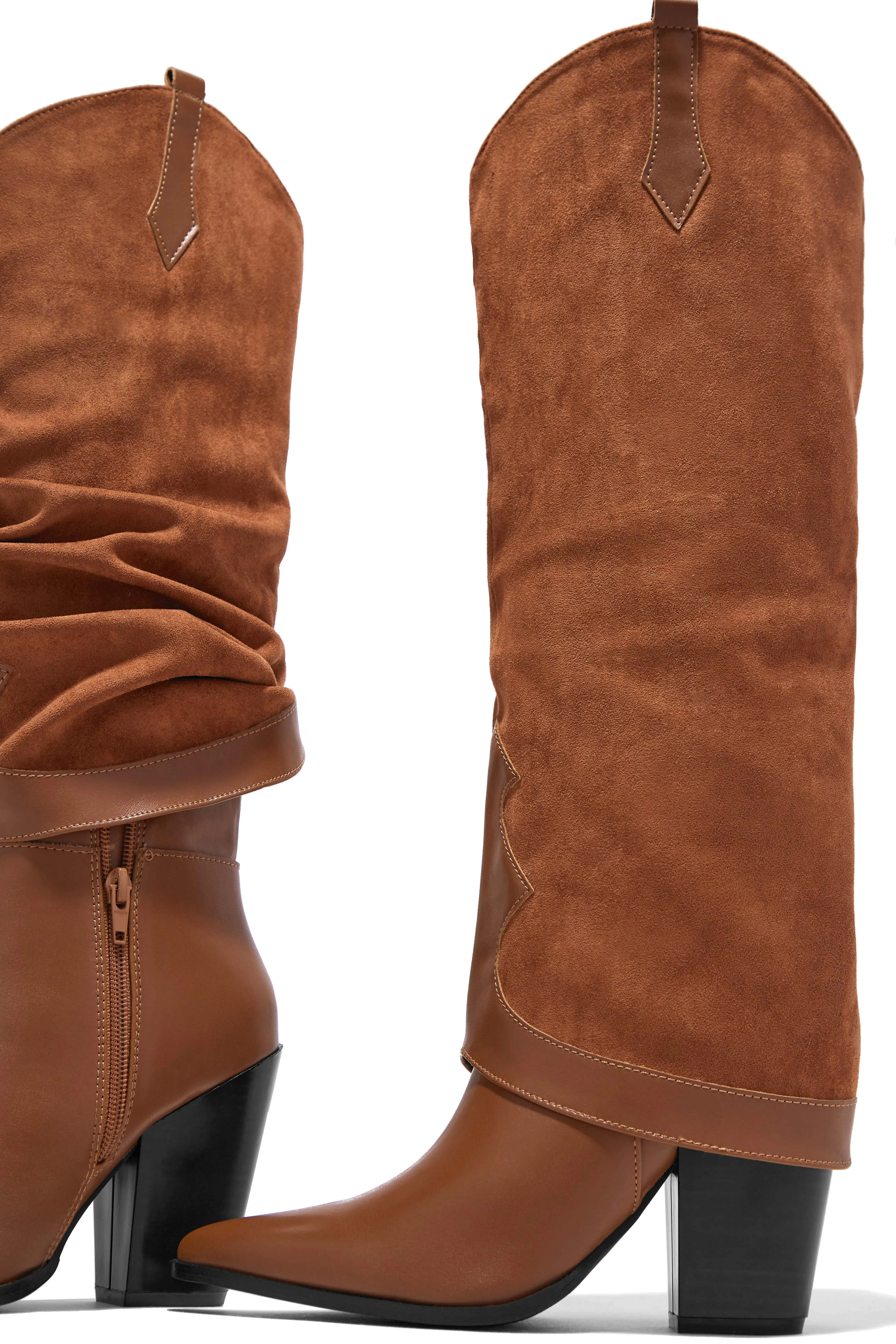 Jolene Knee High Block Heel Boots - Brown sold by Miss Lola product image thumbnail 3