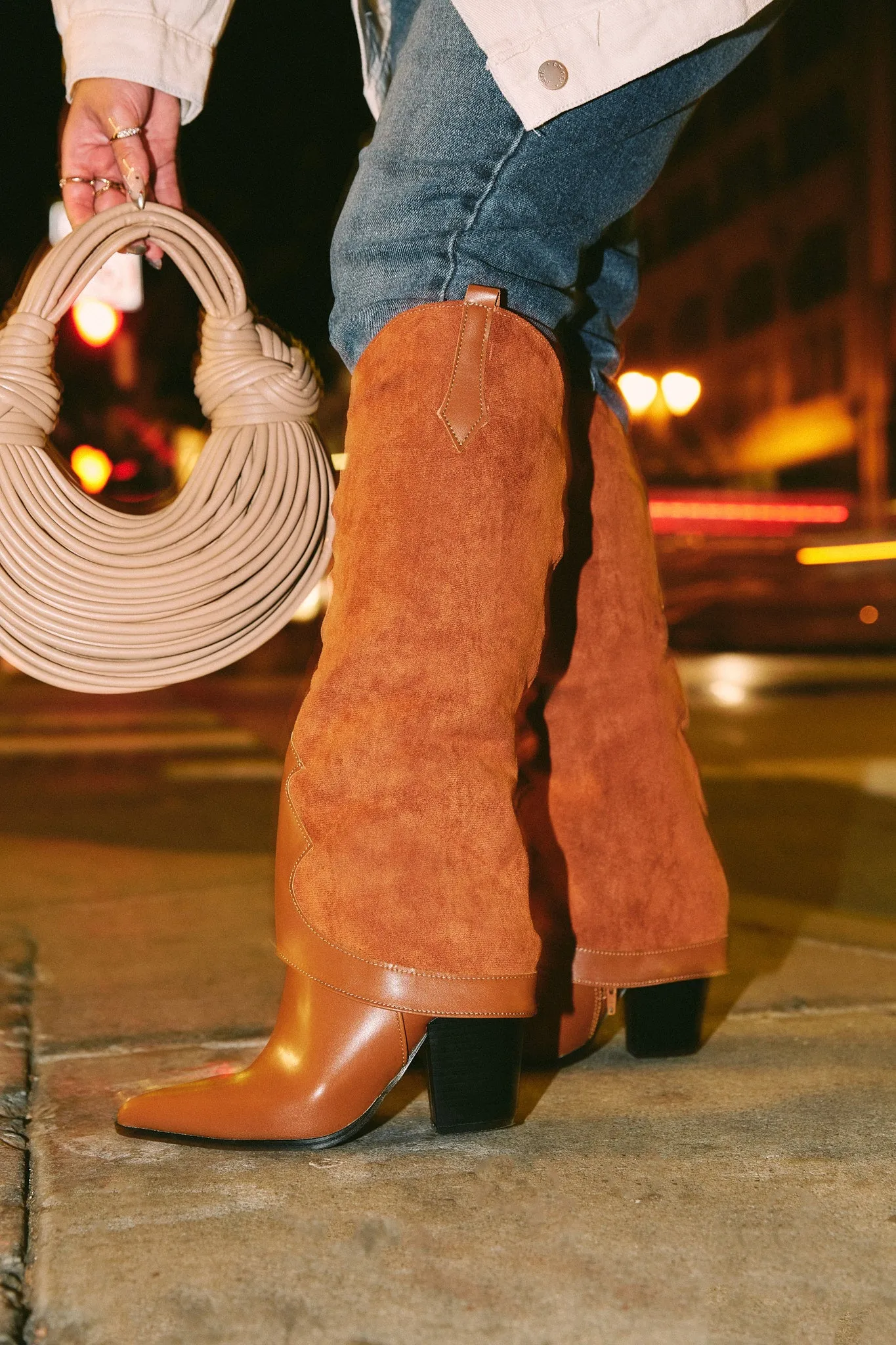 Jolene Knee High Block Heel Boots - Brown sold by Miss Lola product image thumbnail 4