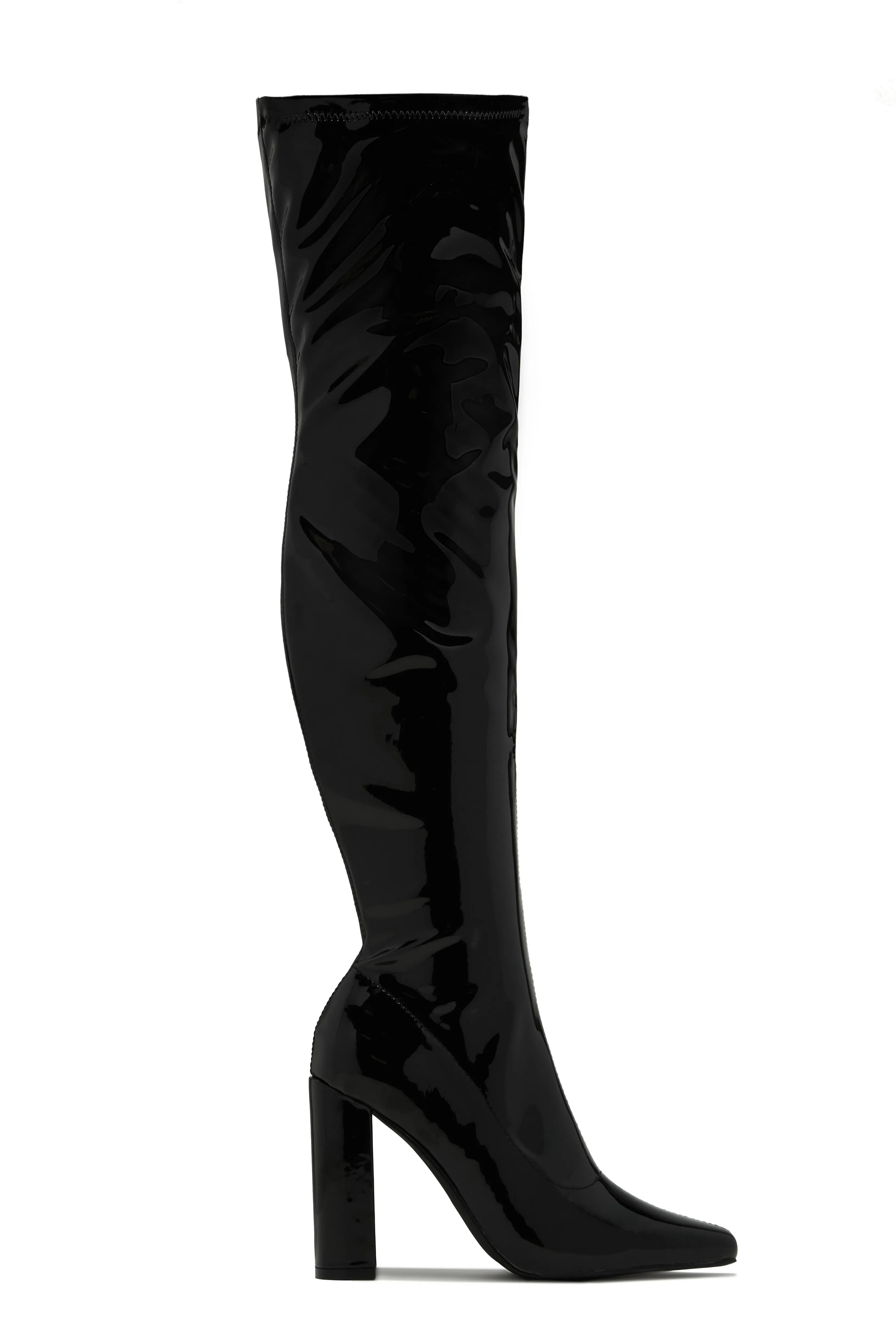 Ericka Block Heel Over The Knee Boots - Black sold by Miss Lola product image thumbnail 2