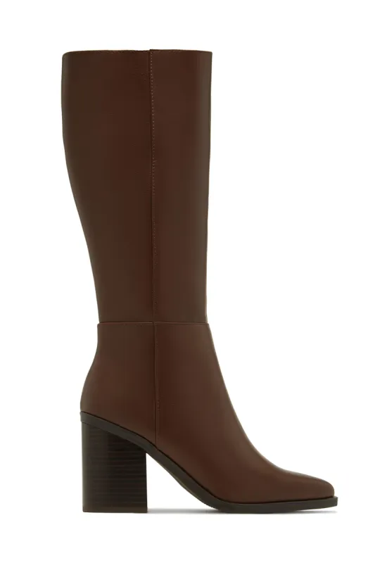 Dreyana Block Heel Boots - Brown sold by Miss Lola