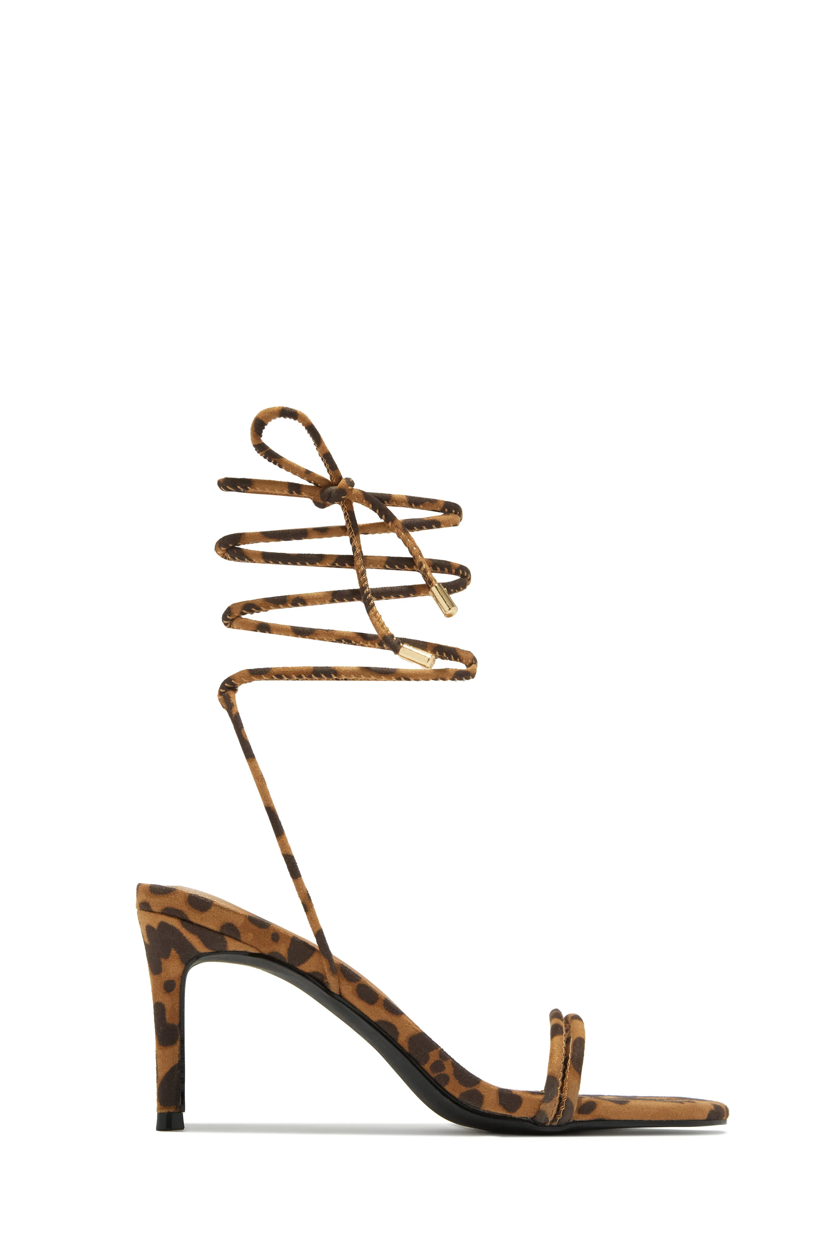 Ashantii Lace Up Mid Heels - Leopard sold by Miss Lola
