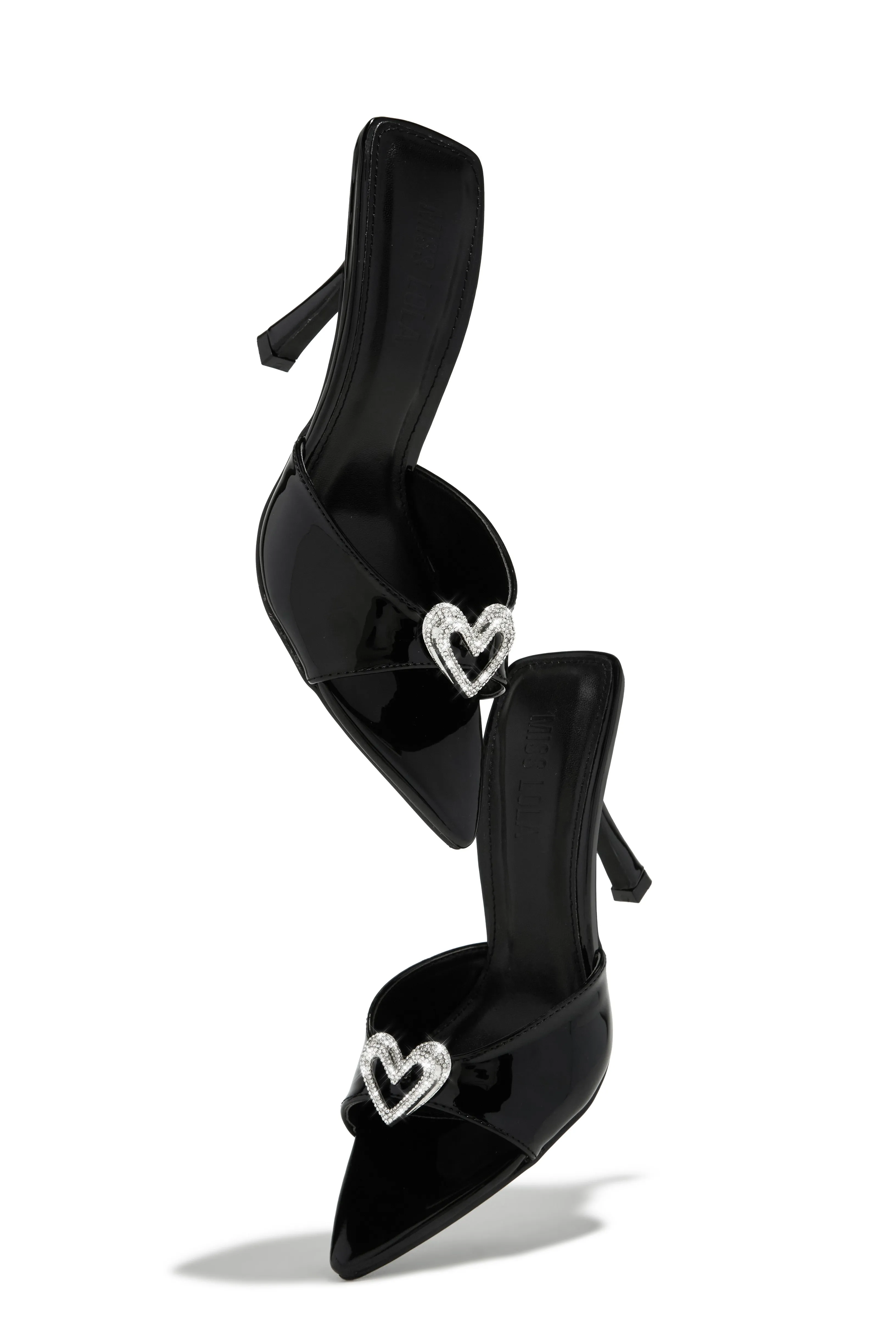 Uilani Heart Embellished Mule Heels - Black sold by Miss Lola product image thumbnail 2