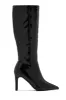 Scarlette Below The Knee Heel Boots - Black Pat sold by Miss Lola