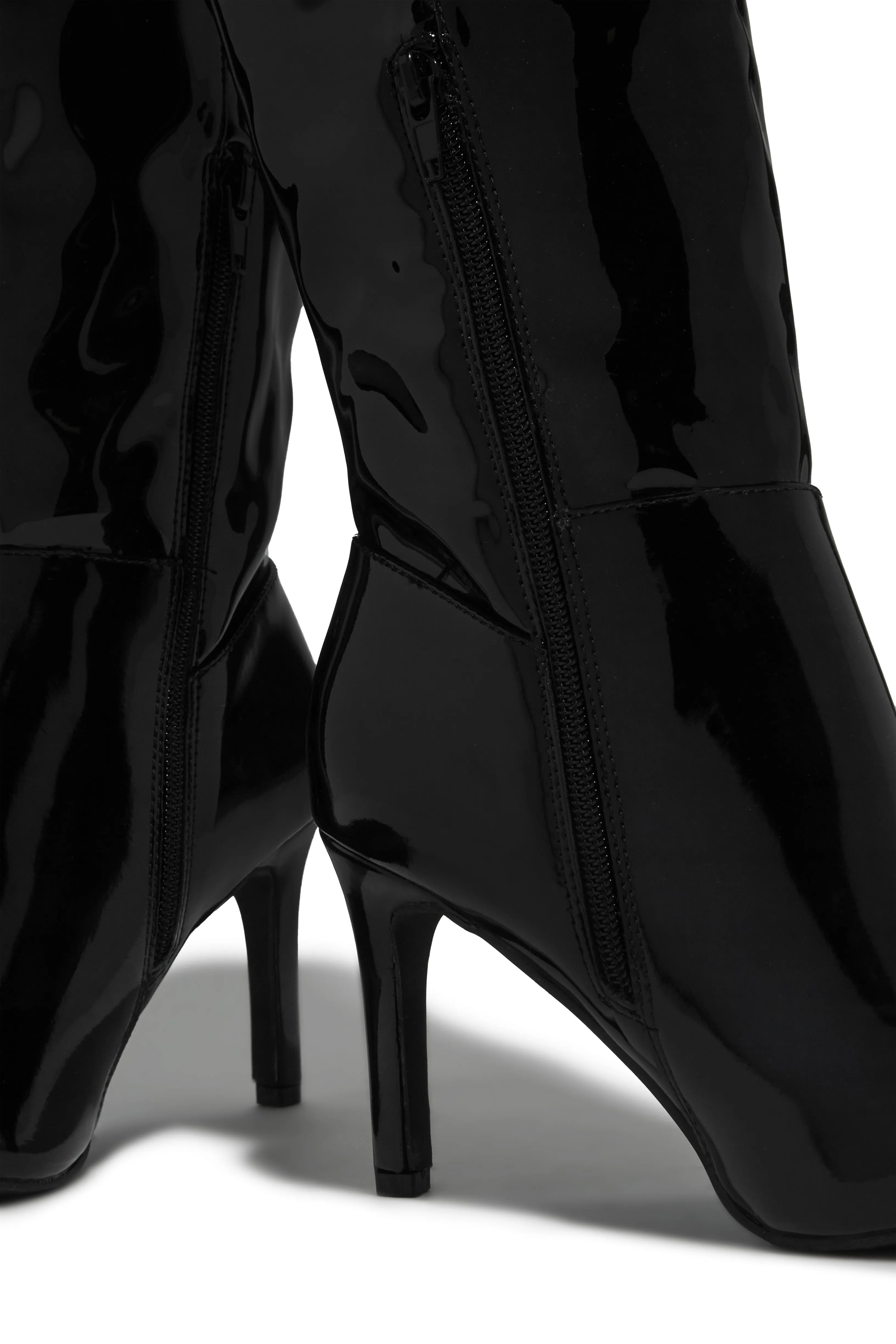 Scarlette Below The Knee Heel Boots - Black Pat sold by Miss Lola product image thumbnail 2