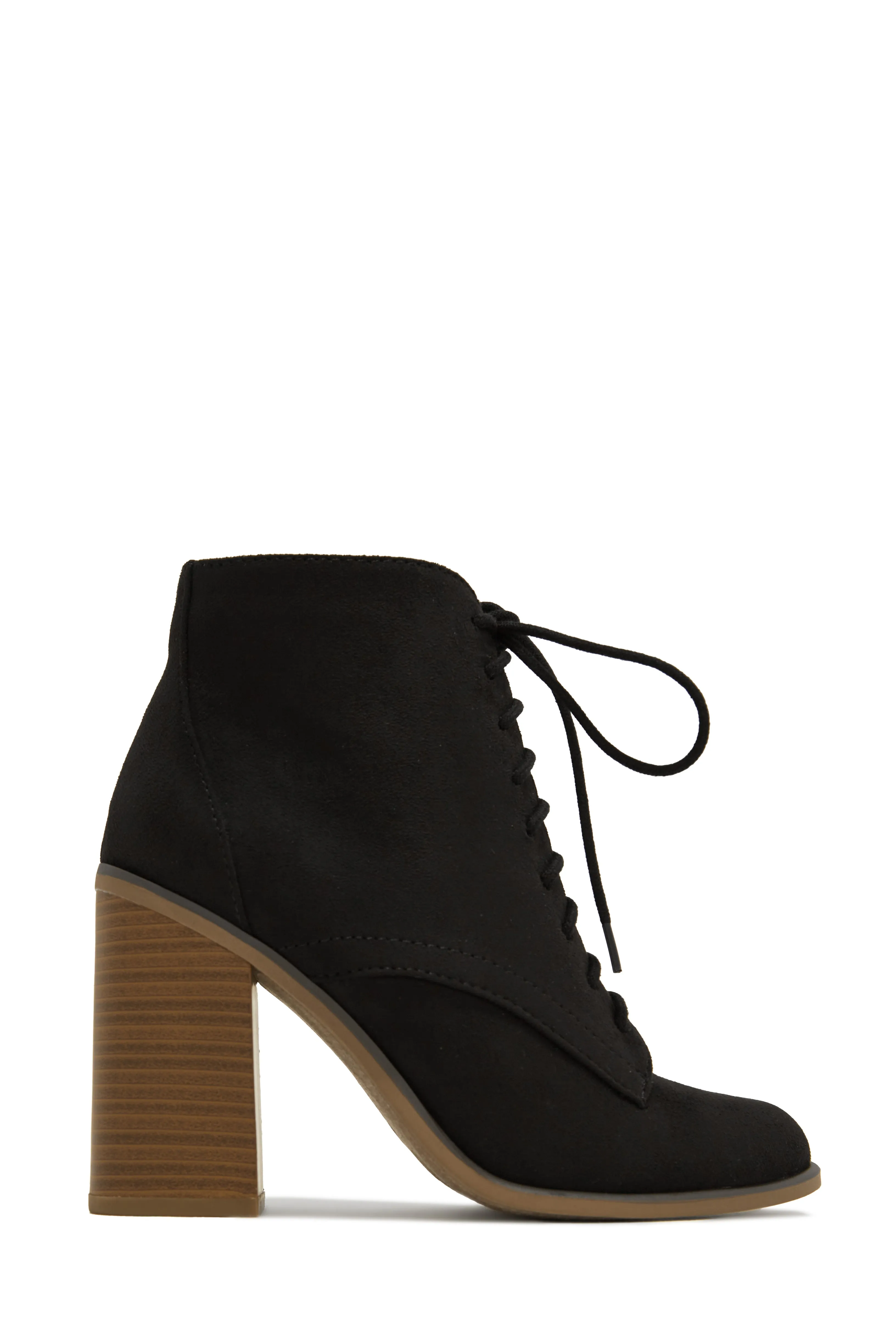 Fall Moment Lace Up Block Heel Ankle Boots - Black sold by Miss Lola product image thumbnail 2