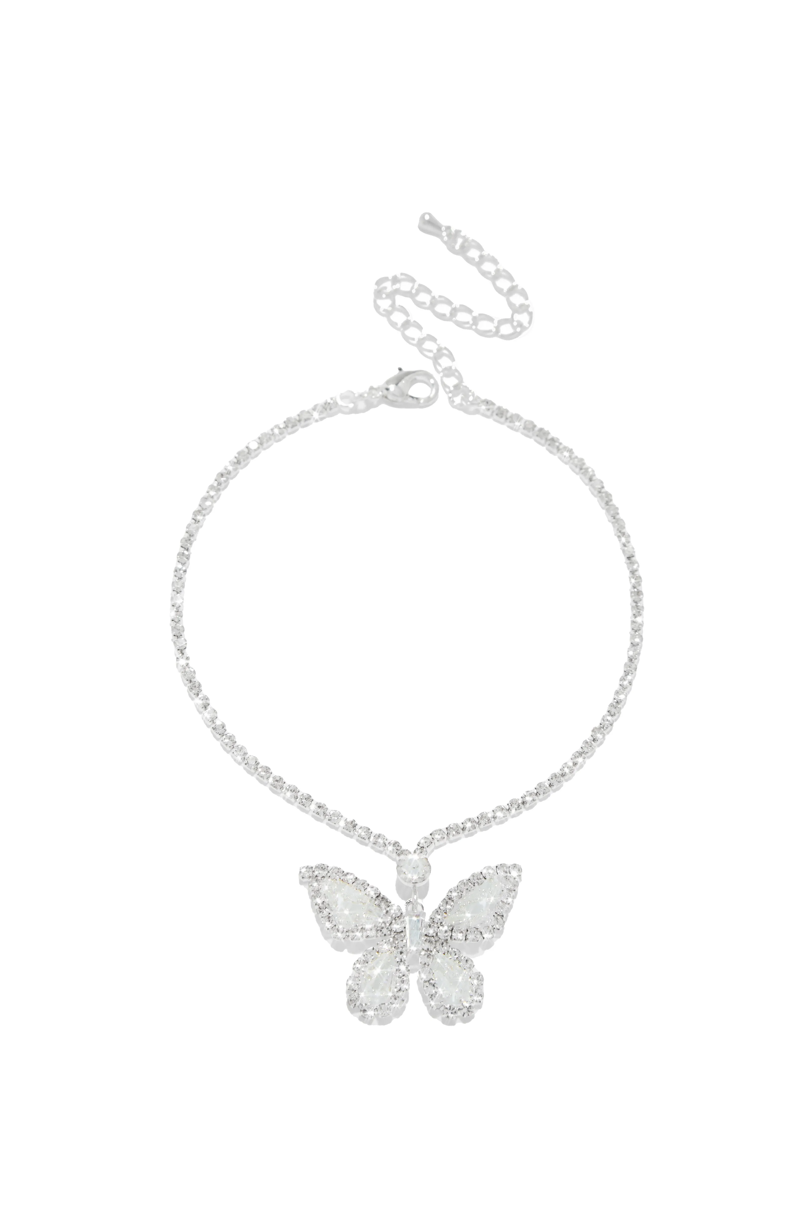 Summer Fantasy CZ Butterfly Anklet - Silver sold by Miss Lola product image thumbnail 4