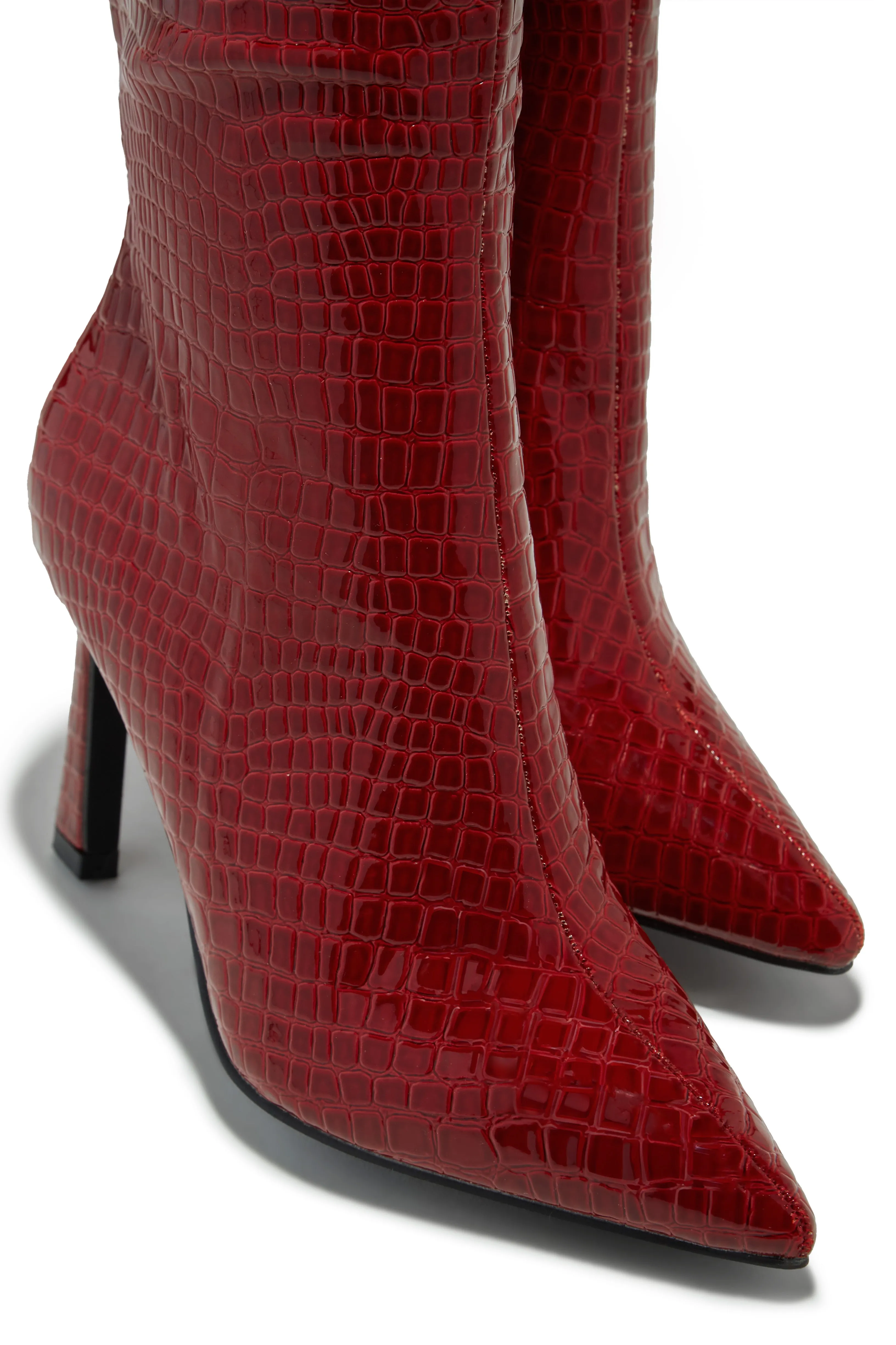 Kymmie Below The Knee Heel Boots - Red Croc sold by Miss Lola product image thumbnail 4