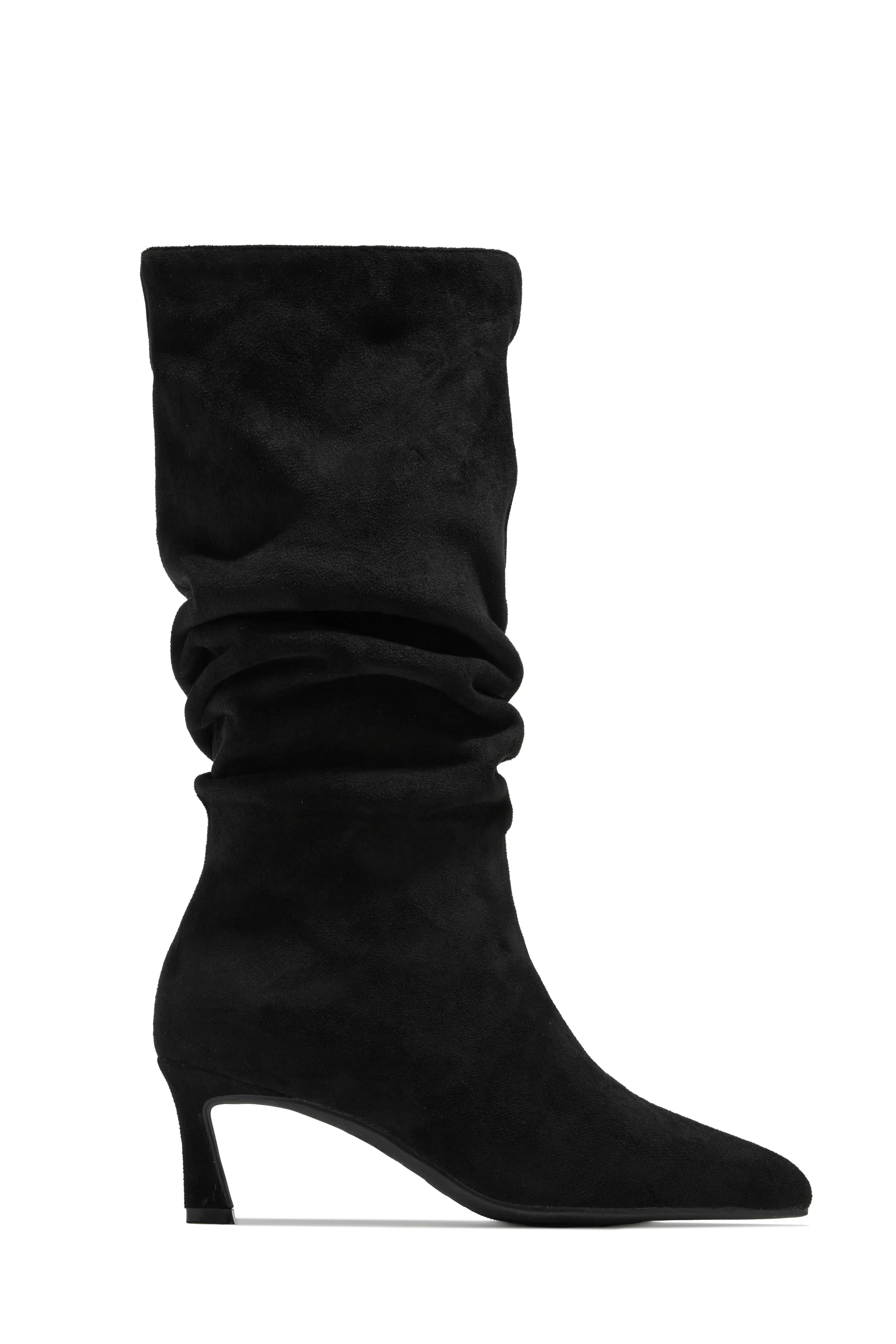 Karah Kitten Heel Boots - Black Suede sold by Miss Lola