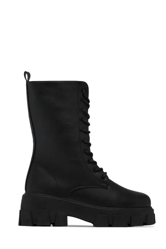 Jianna Lace Up Combat Boots - Black sold by Miss Lola