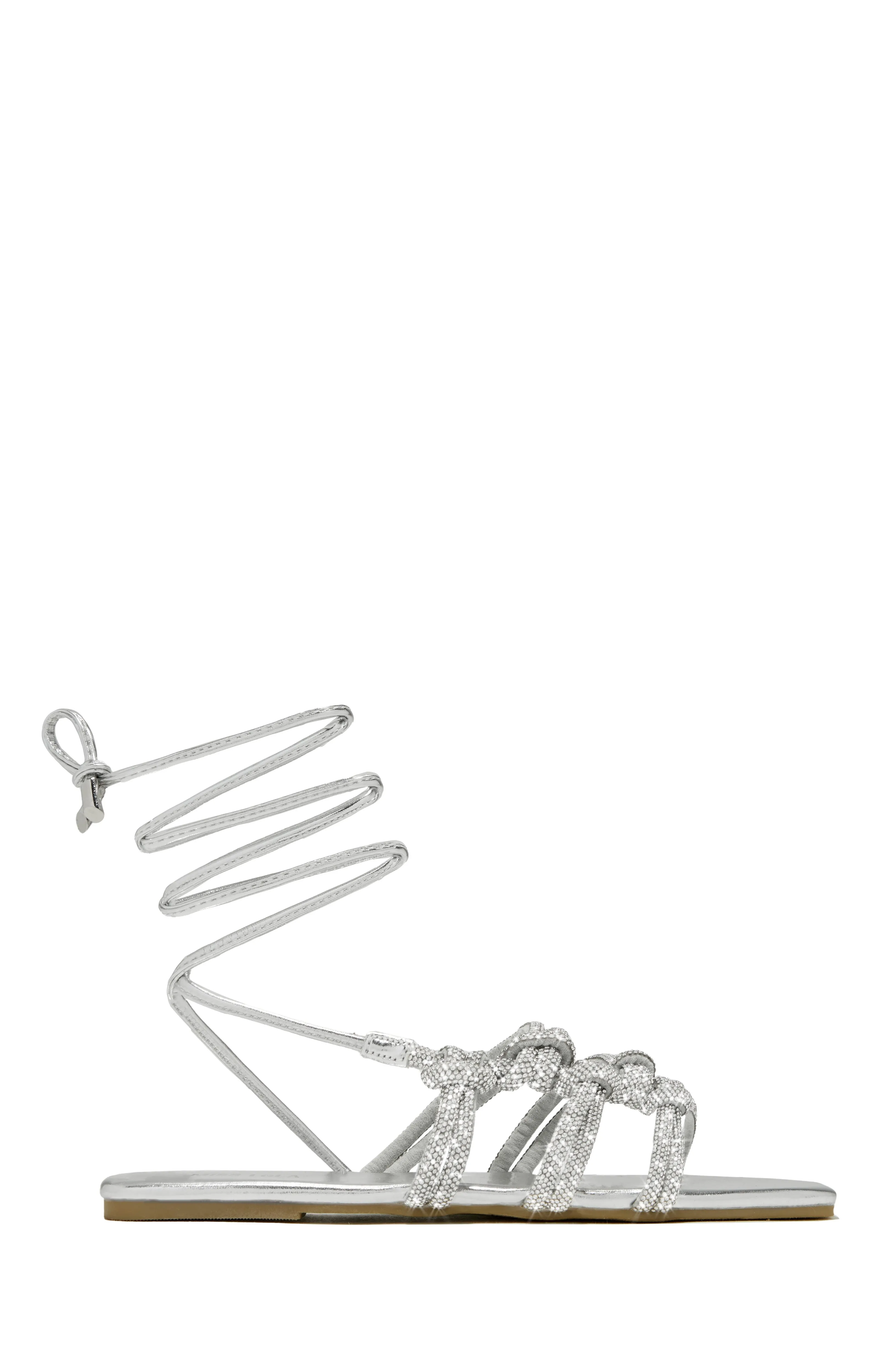 Ibiza Nights Embellished Lace Up Sandals - Silver sold by Miss Lola