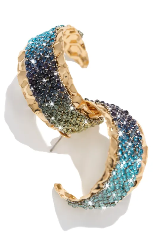Luxe Soirée Embellished Hoop Earring - Turquoise sold by Miss Lola