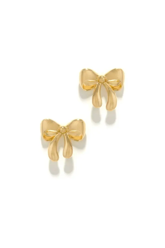 Tamara Bow Tie Earring - Gold sold by Miss Lola