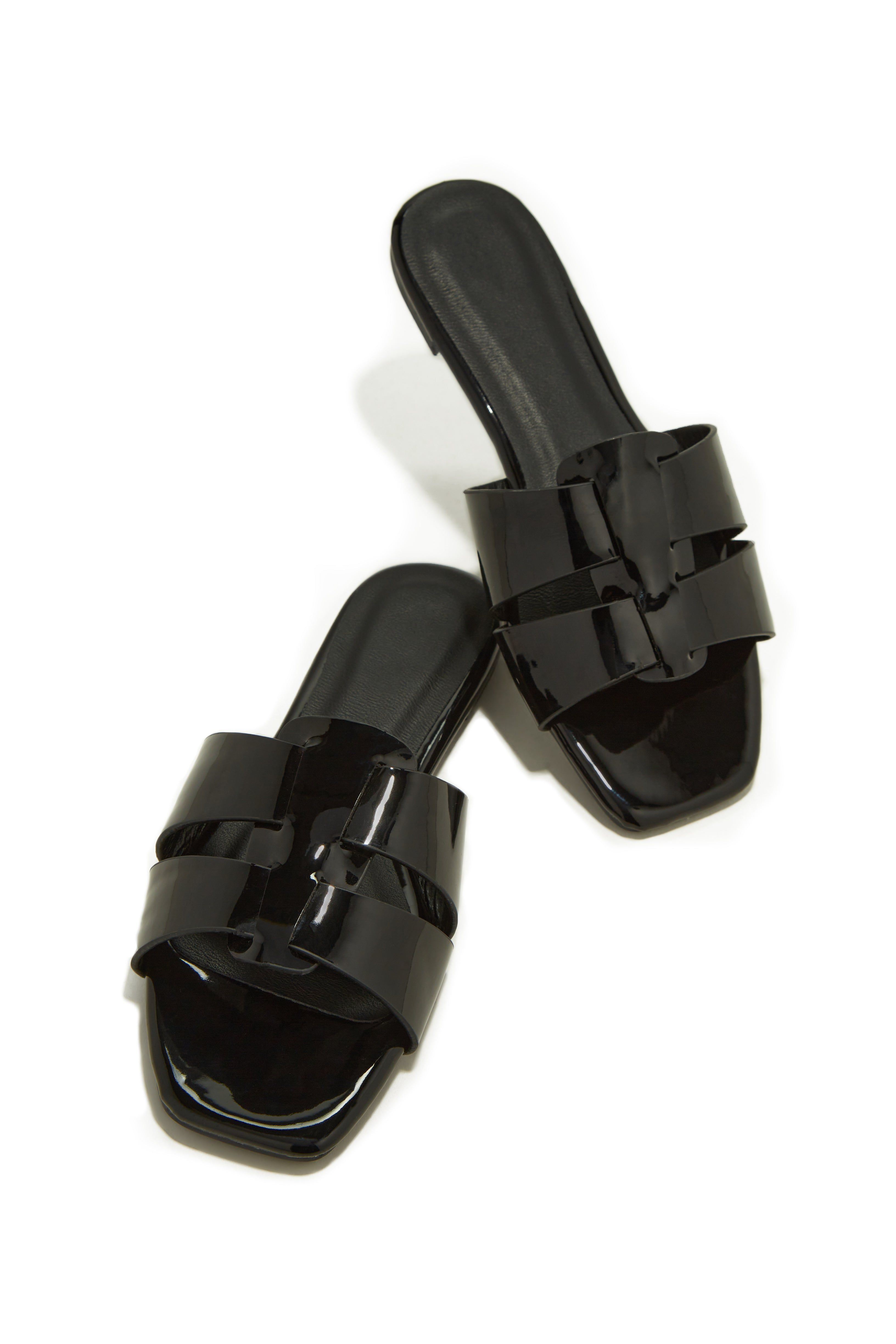 Summer Nights Flat Slip On Sandals - Black sold by Miss Lola product image thumbnail 5