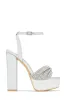 Arabella Embellished Platform Block Heels - Silver sold by Miss Lola