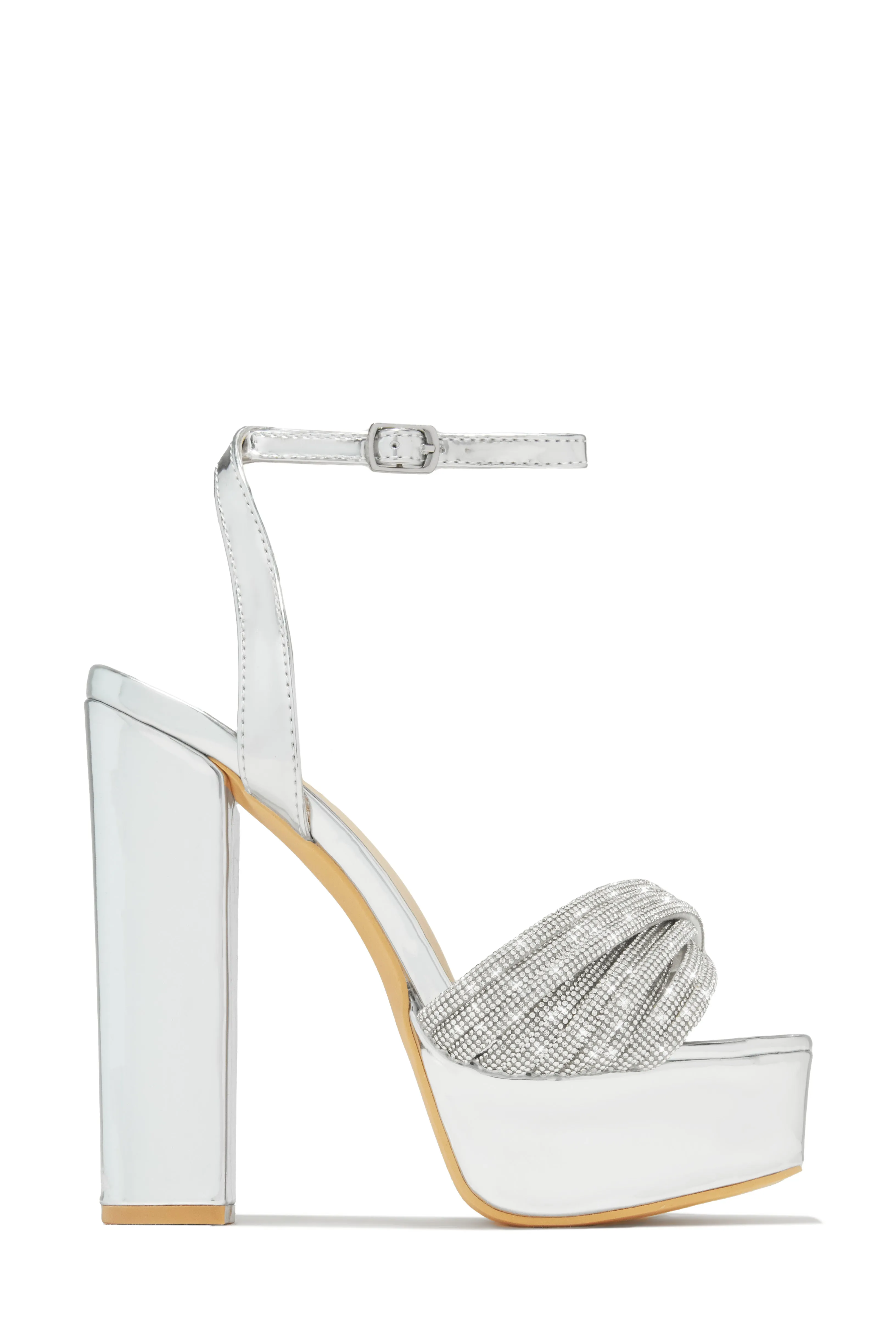 Arabella Embellished Platform Block Heels - Silver sold by Miss Lola product image thumbnail 2