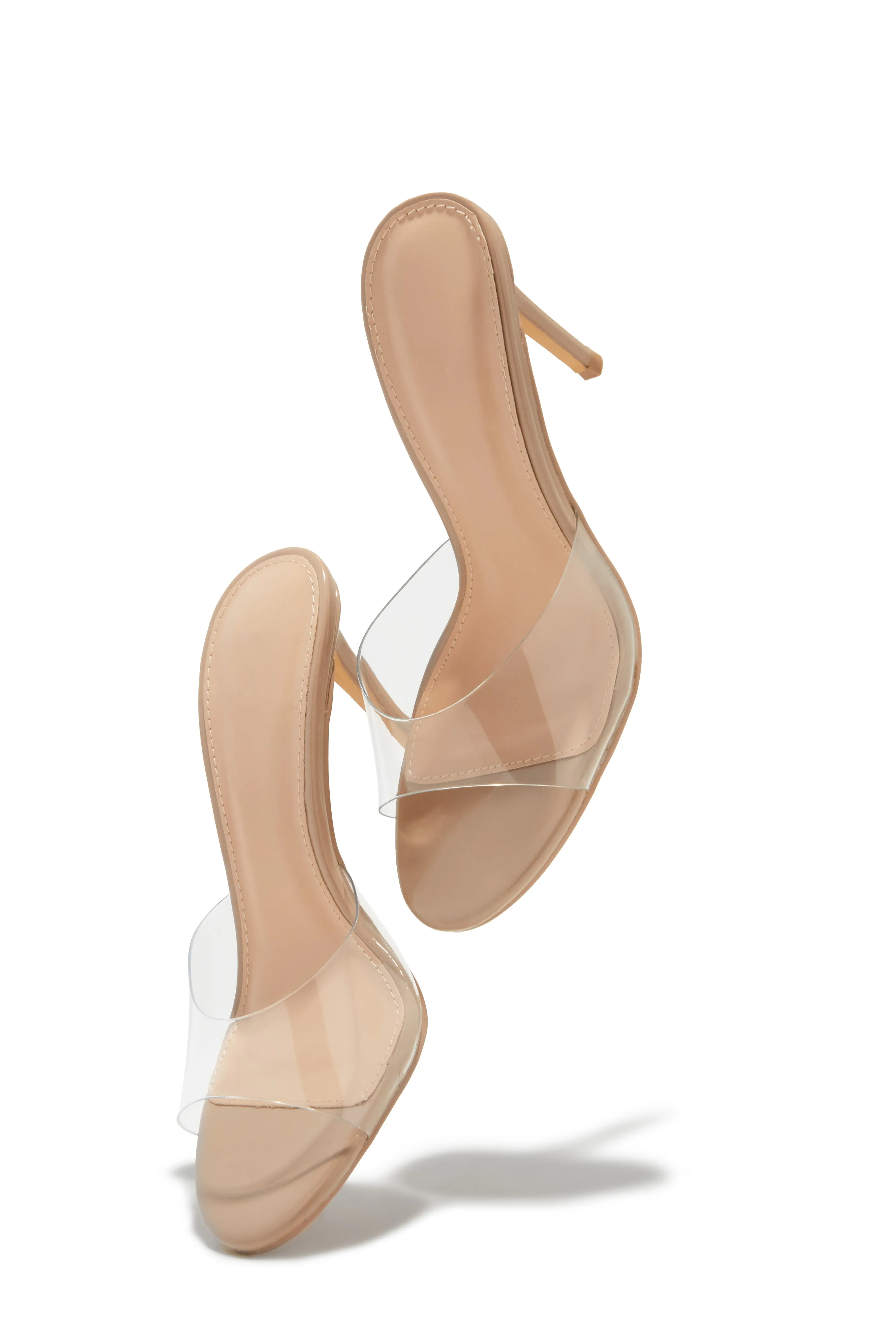 Alaiya Clear Strap Mid Heel Mules - Nude sold by Miss Lola product image thumbnail 3