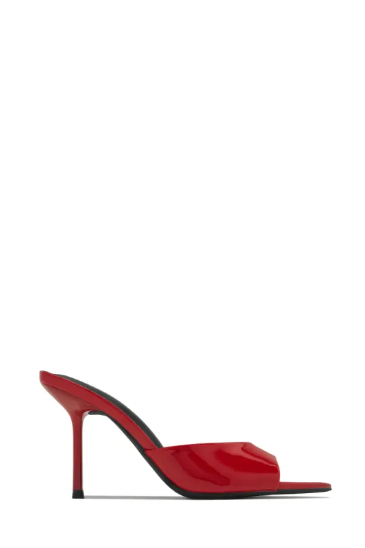 Naiya Open Pointed Toe Mule Heels - Red sold by Miss Lola