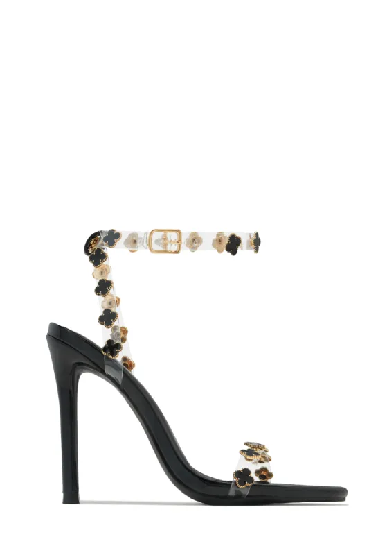 Amara Clear Strap High Heels - Black sold by Miss Lola