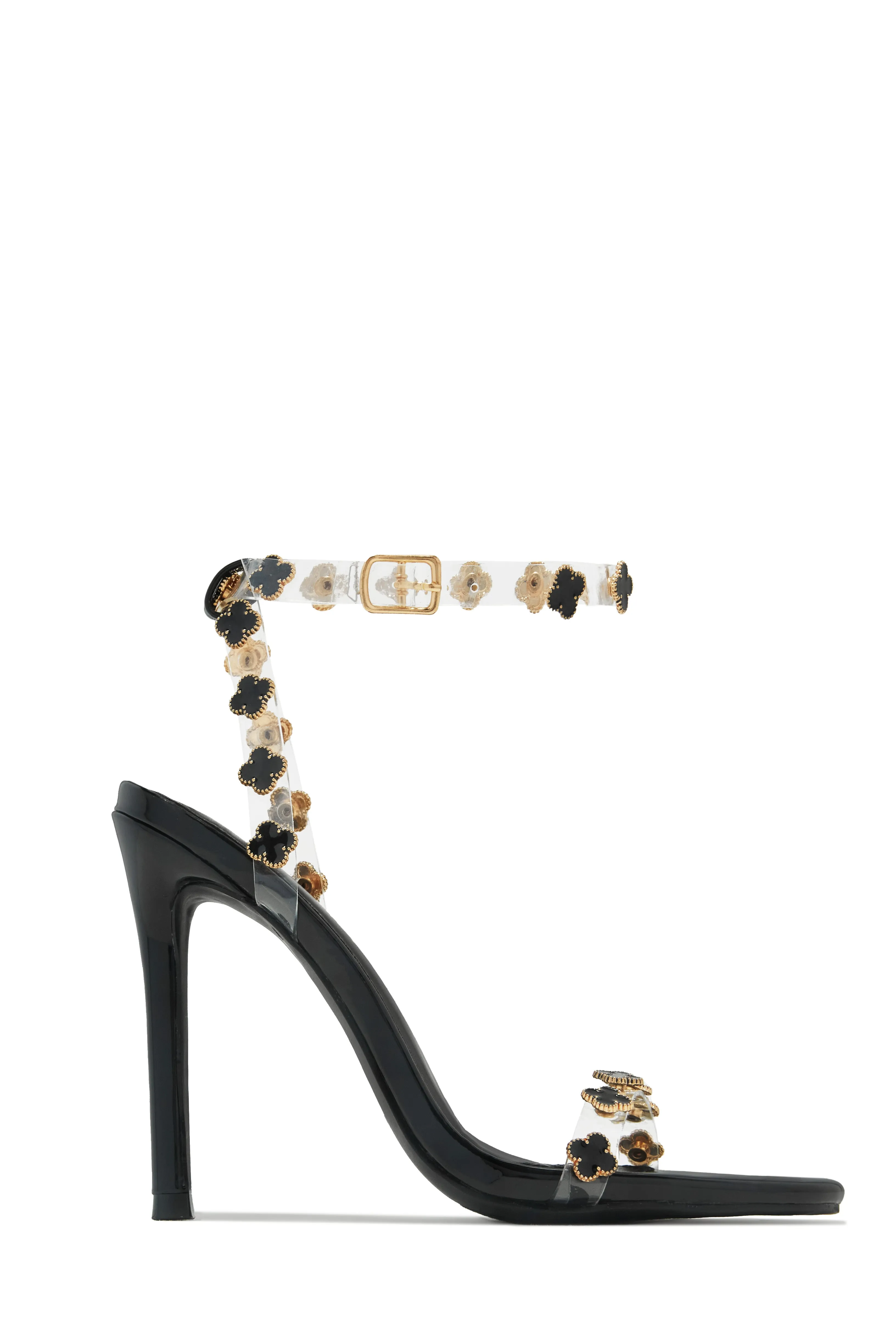 Amara Clear Strap High Heels - Black sold by Miss Lola