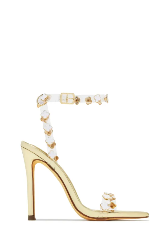 Amara Clear Strap High Heels - Gold sold by Miss Lola